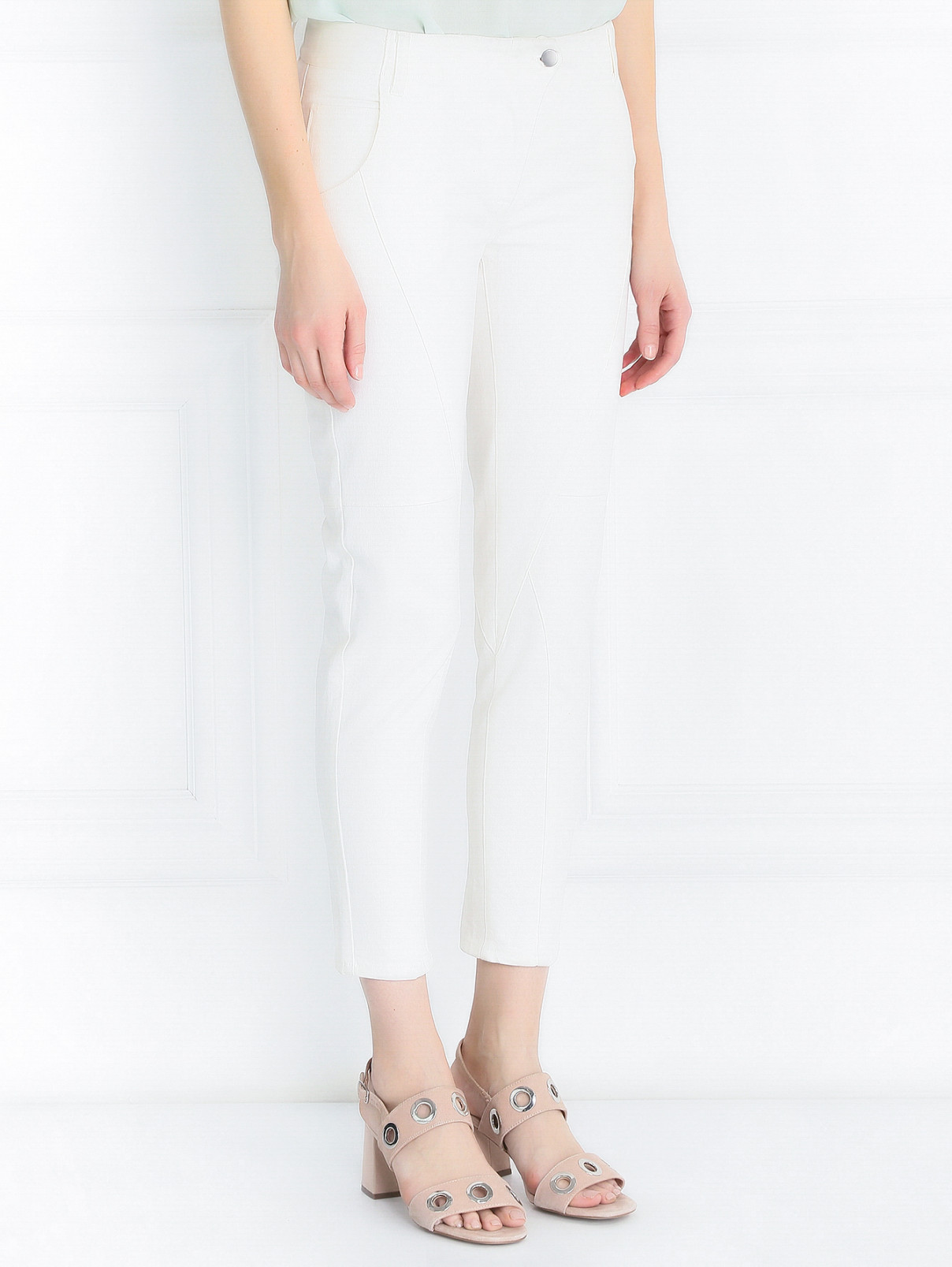 Укороченные джинсы зауженного кроя Yigal Azrouel  –  Модель Верх-Низ  – Цвет:  Белый