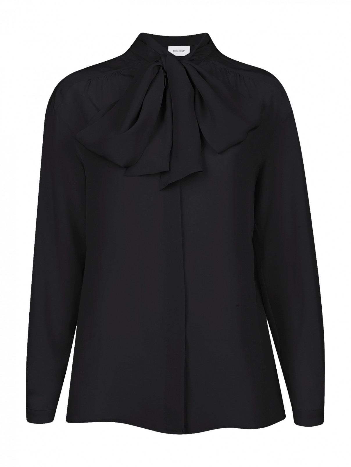 Блуза из шелка с бантом Dondup  –  Общий вид  – Цвет:  Черный