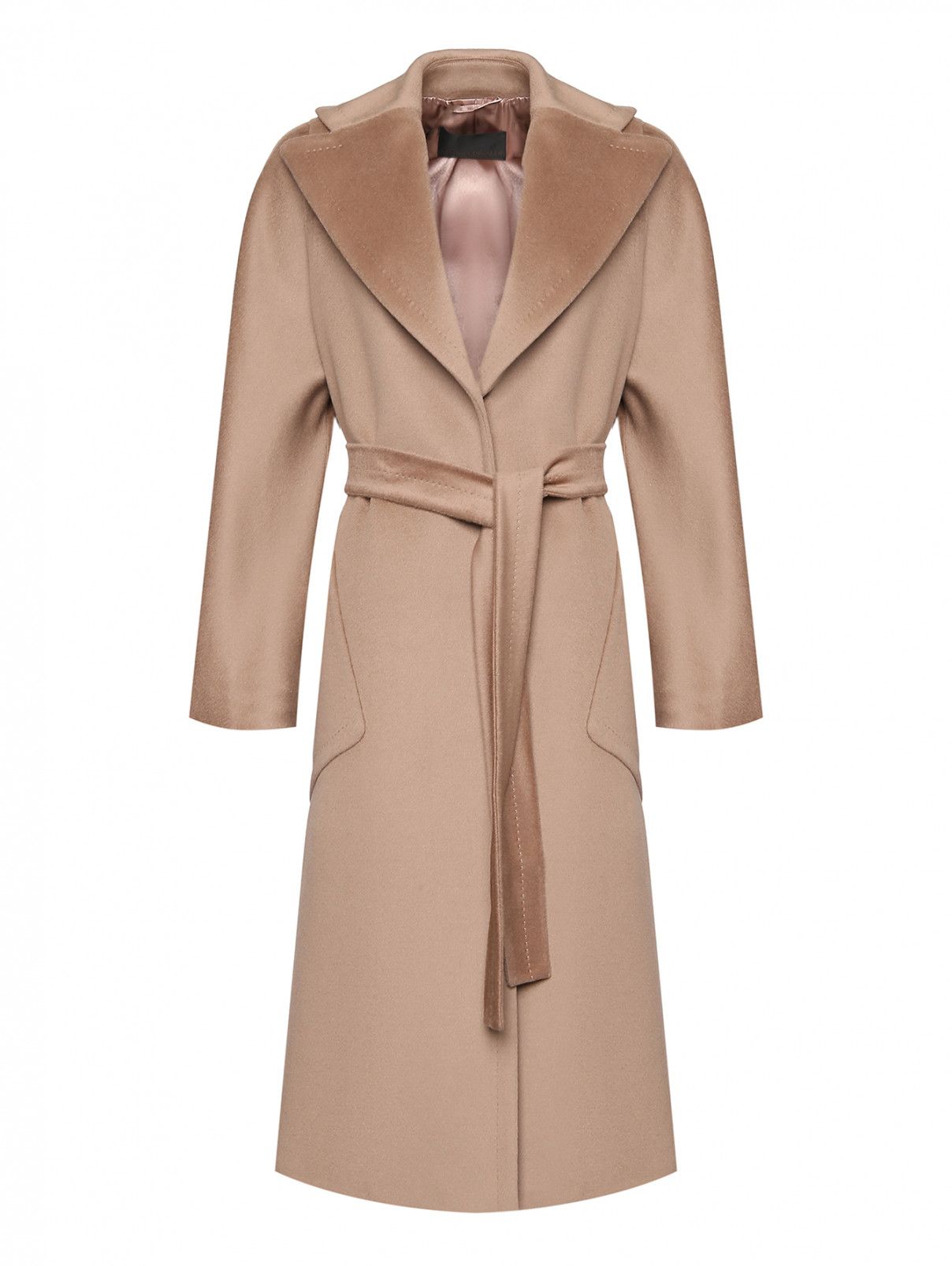 Пальто шерстяное с накладными карманами Marina Rinaldi  –  Общий вид  – Цвет:  Бежевый