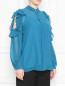 Блуза из полупрозрачного шелка с вырезами и воланами на рукавах Marina Rinaldi  –  МодельВерхНиз