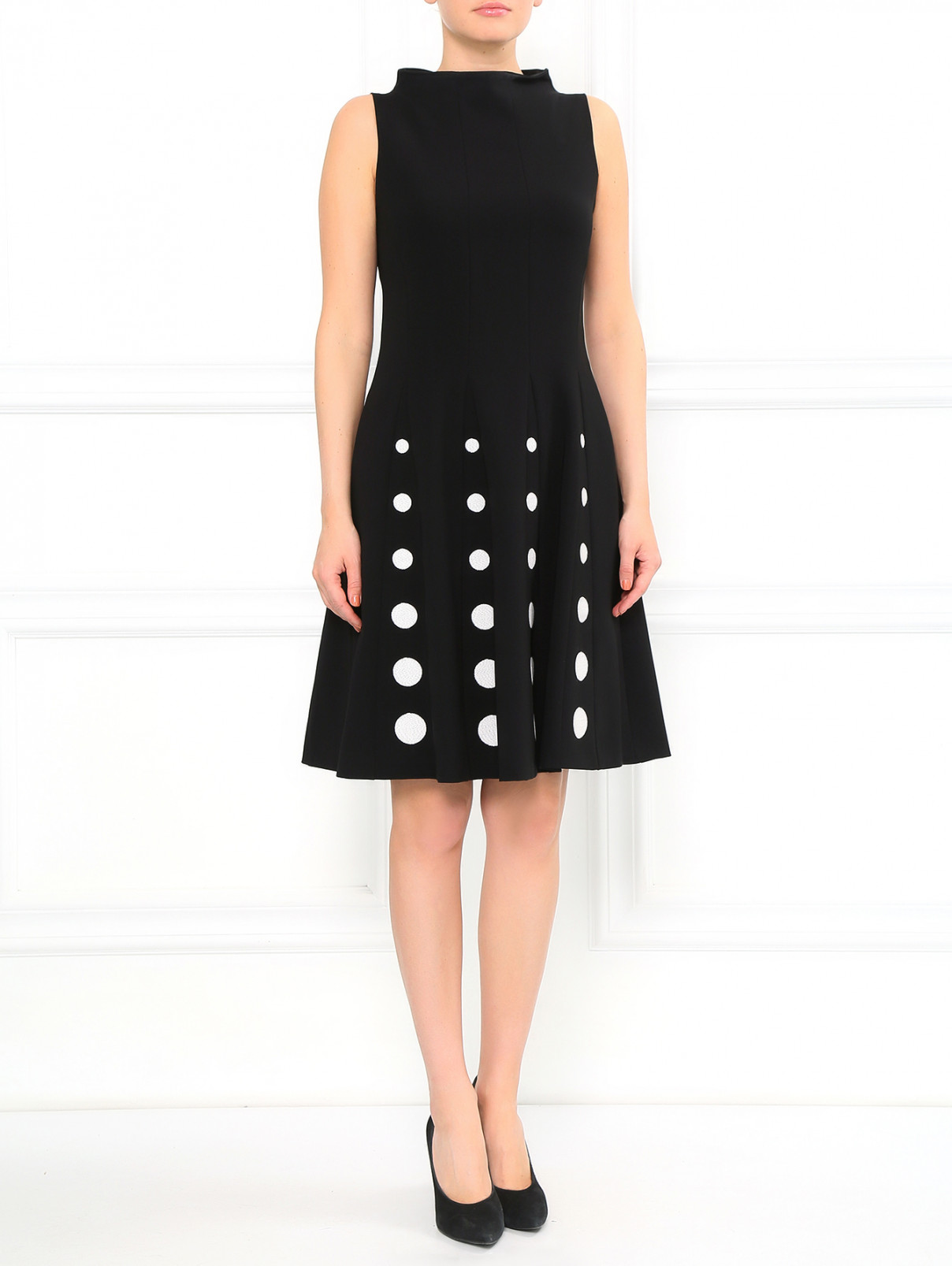 Трикотажное платье-мини с вышивкой Moschino  –  Модель Общий вид  – Цвет:  Черный