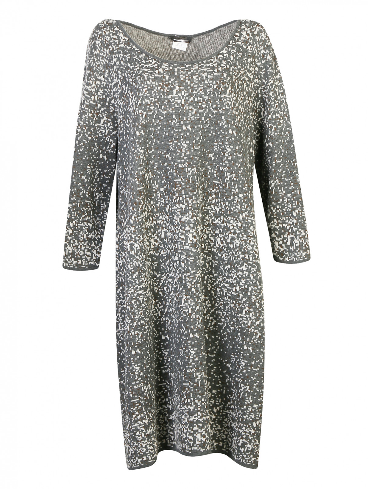 Платье из смешанной шерсти с узором Marina Sport  –  Общий вид  – Цвет:  Серый
