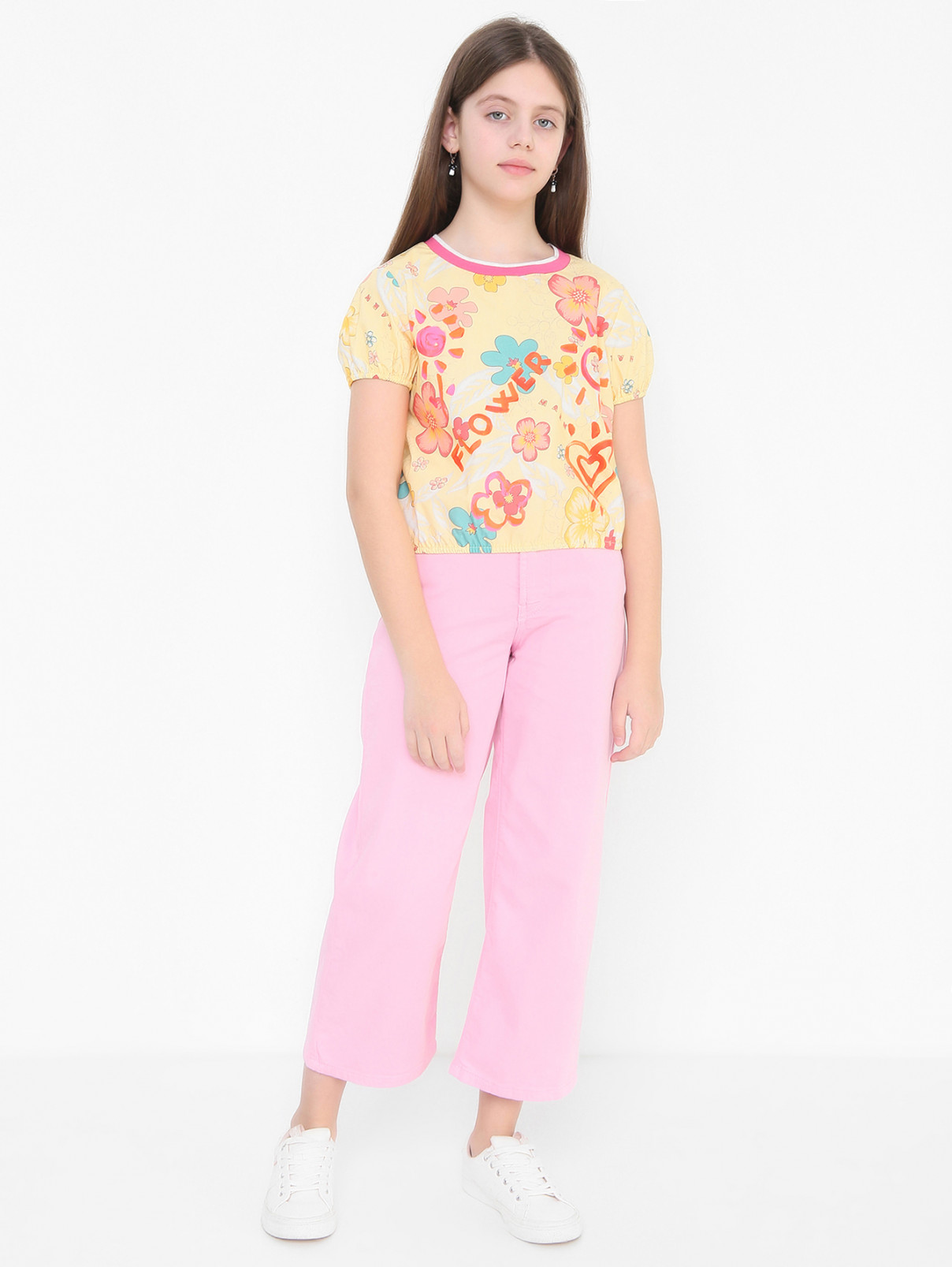 Хлопковая блуза с узором Marni  –  МодельОбщийВид  – Цвет:  Узор
