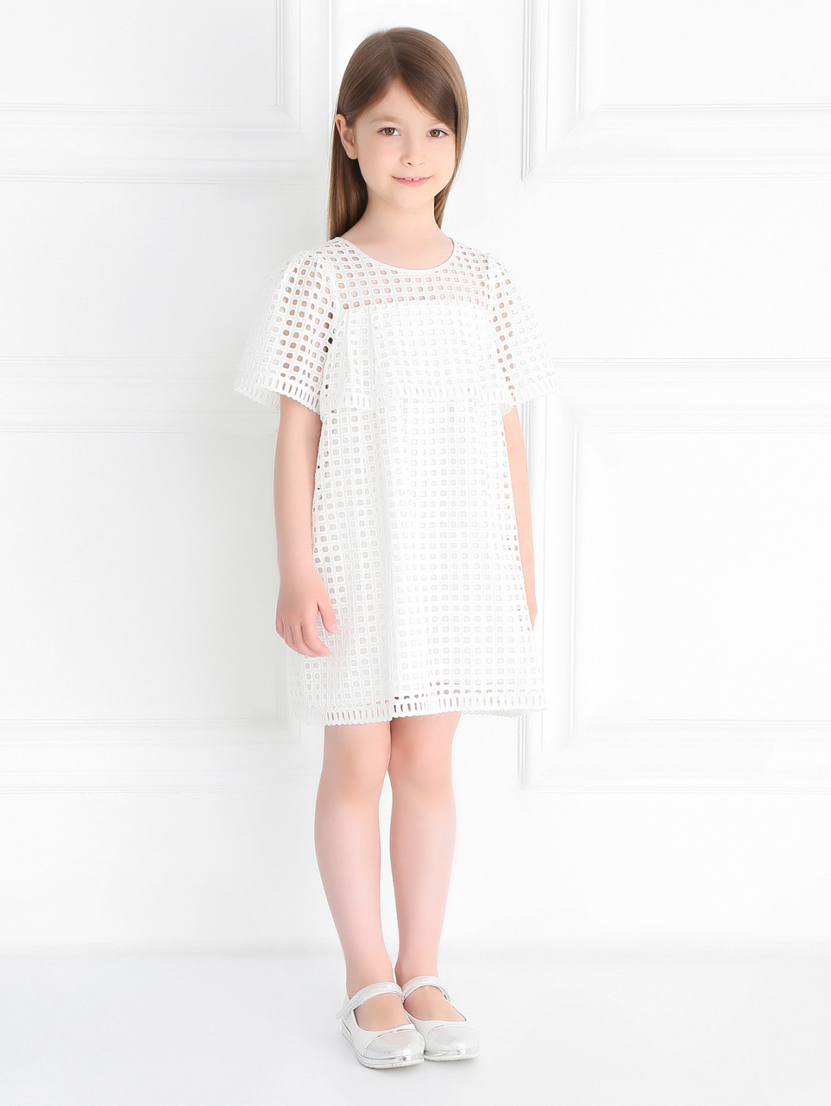 Платье из хлопка с узором Chloe  –  Модель Общий вид  – Цвет:  Белый