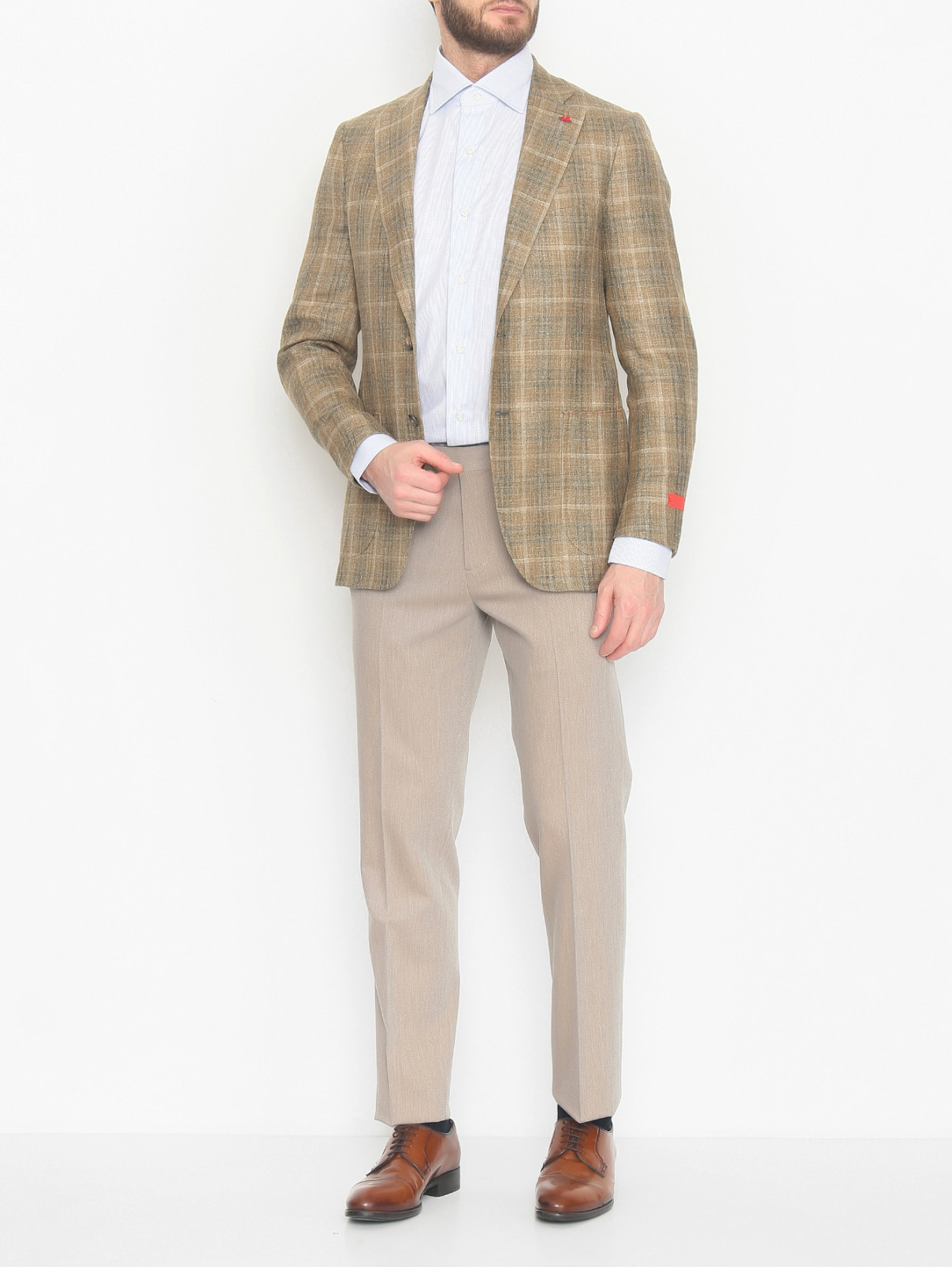 Пиджак Isaia  –  МодельОбщийВид  – Цвет:  Бежевый