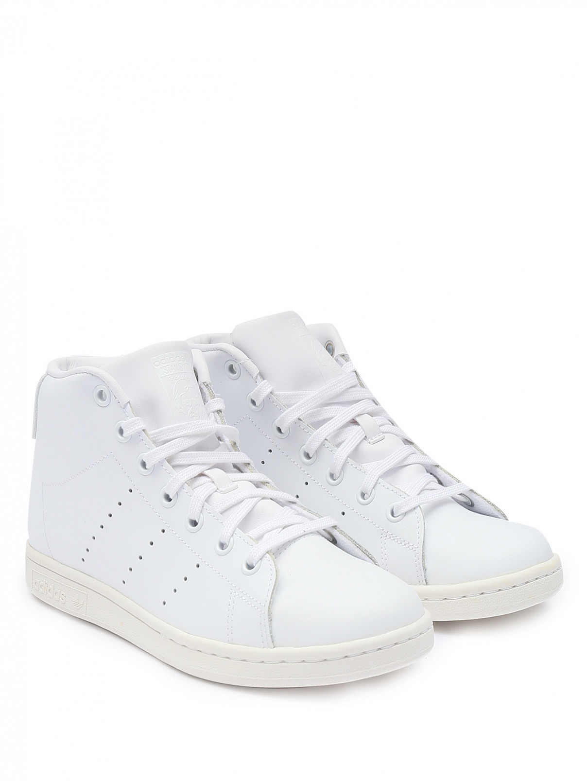 Высокие кеды из кожи на шнурках Adidas Originals  –  Общий вид  – Цвет:  Белый