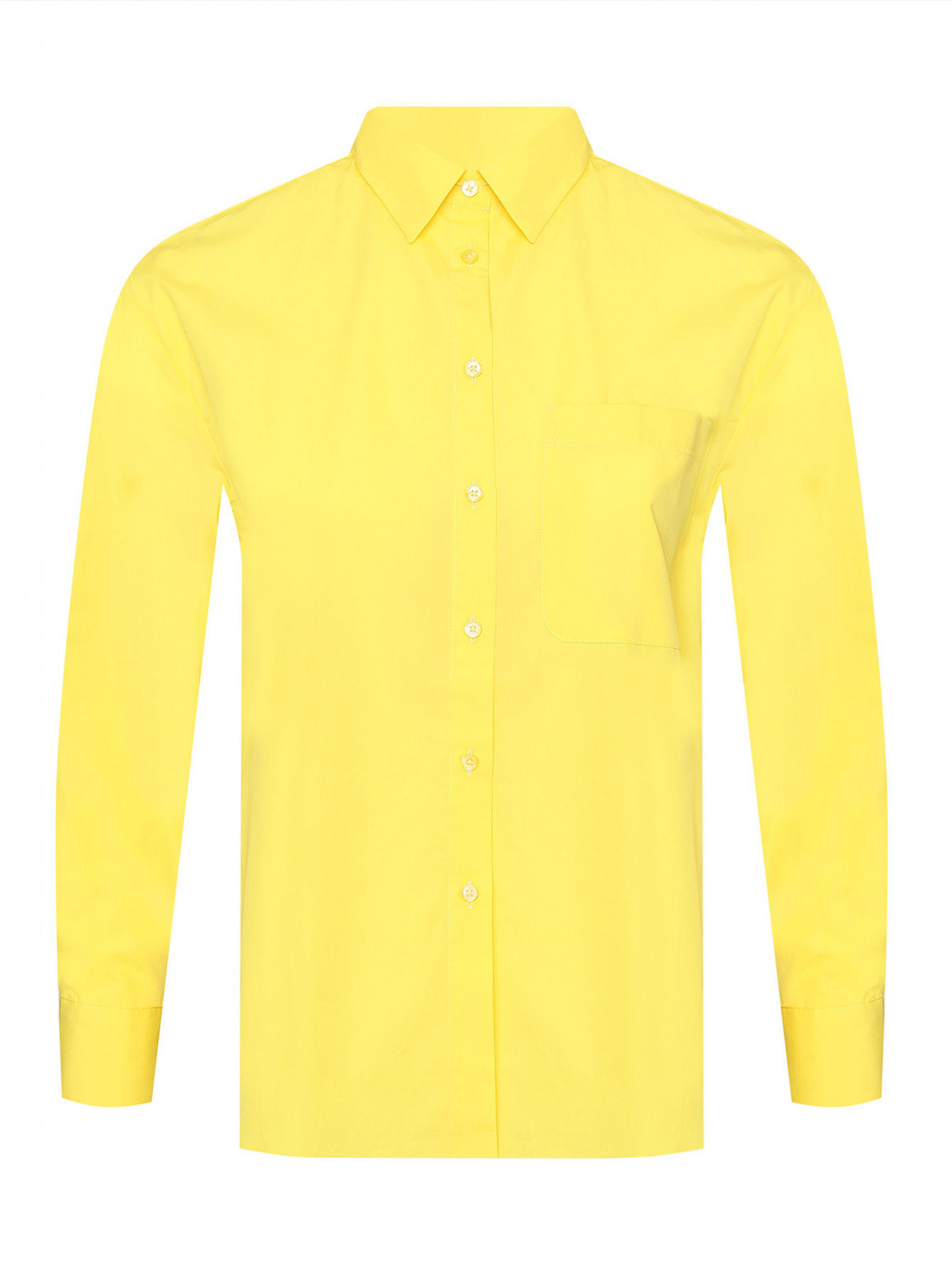 Рубашка из хлопка с накладным карманом Max&Co  –  Общий вид  – Цвет:  Желтый