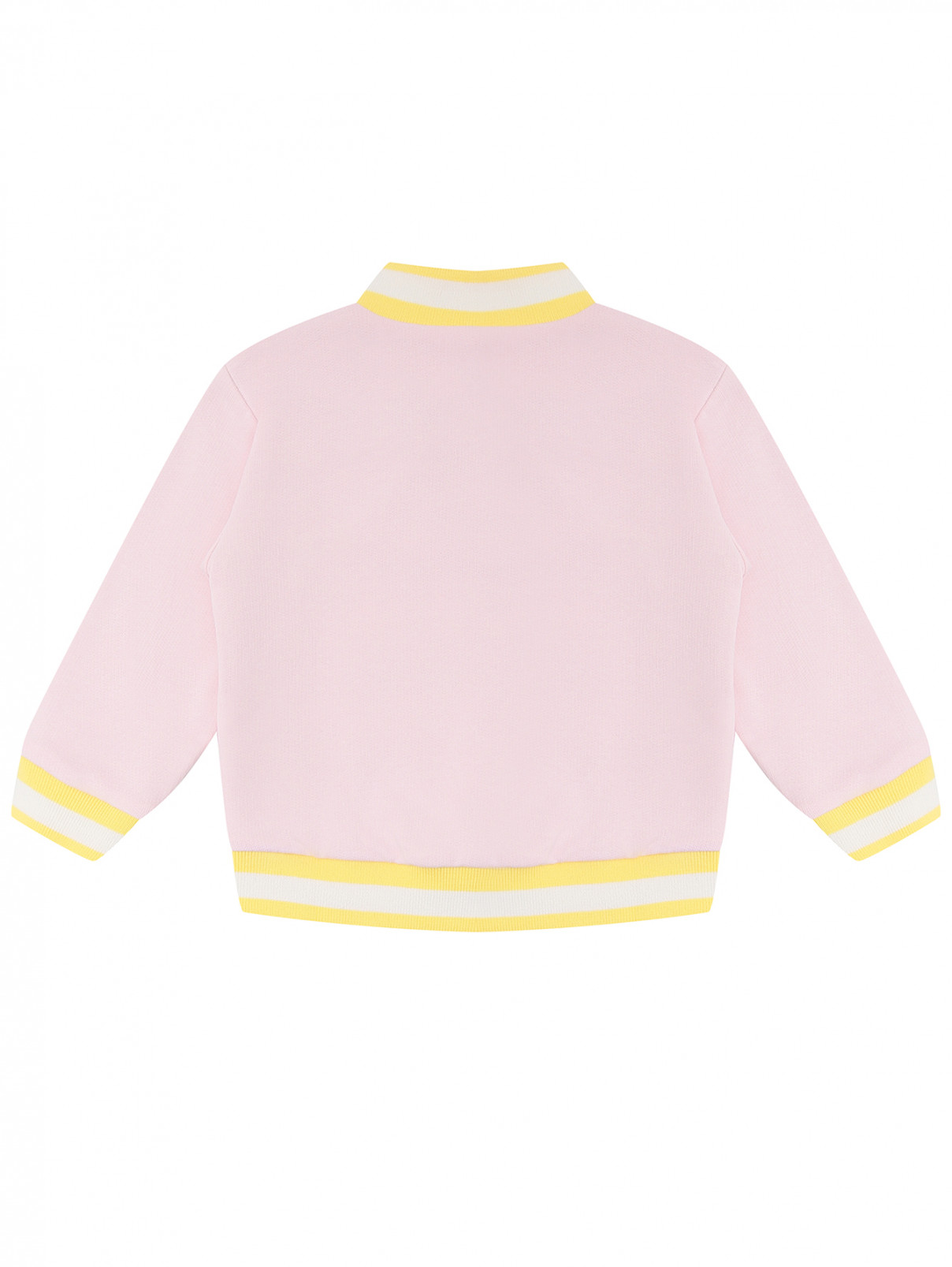 Хлопковая толстовка на кнопках Stella McCartney kids  –  Обтравка1  – Цвет:  Розовый