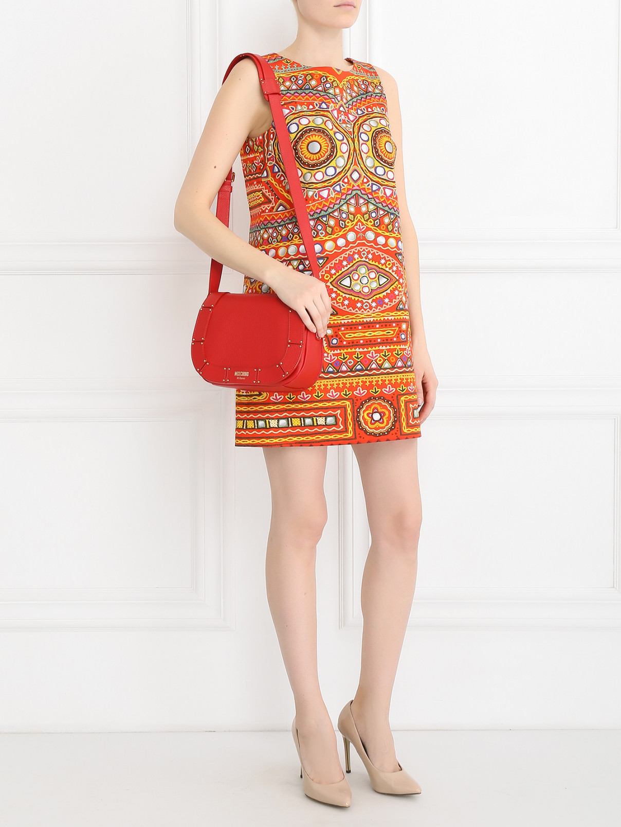 Сумка из фактурной кожи с отделкой Moschino Couture  –  Модель Общий вид  – Цвет:  Красный