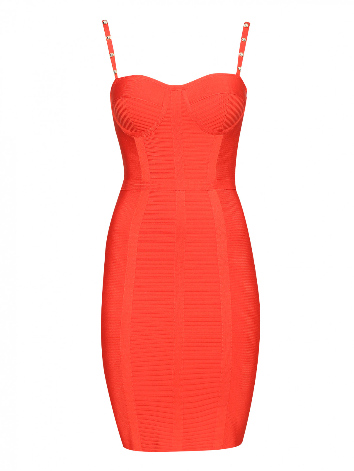 Бандажное платье на бретелях Guess  –  Общий вид  – Цвет:  Красный