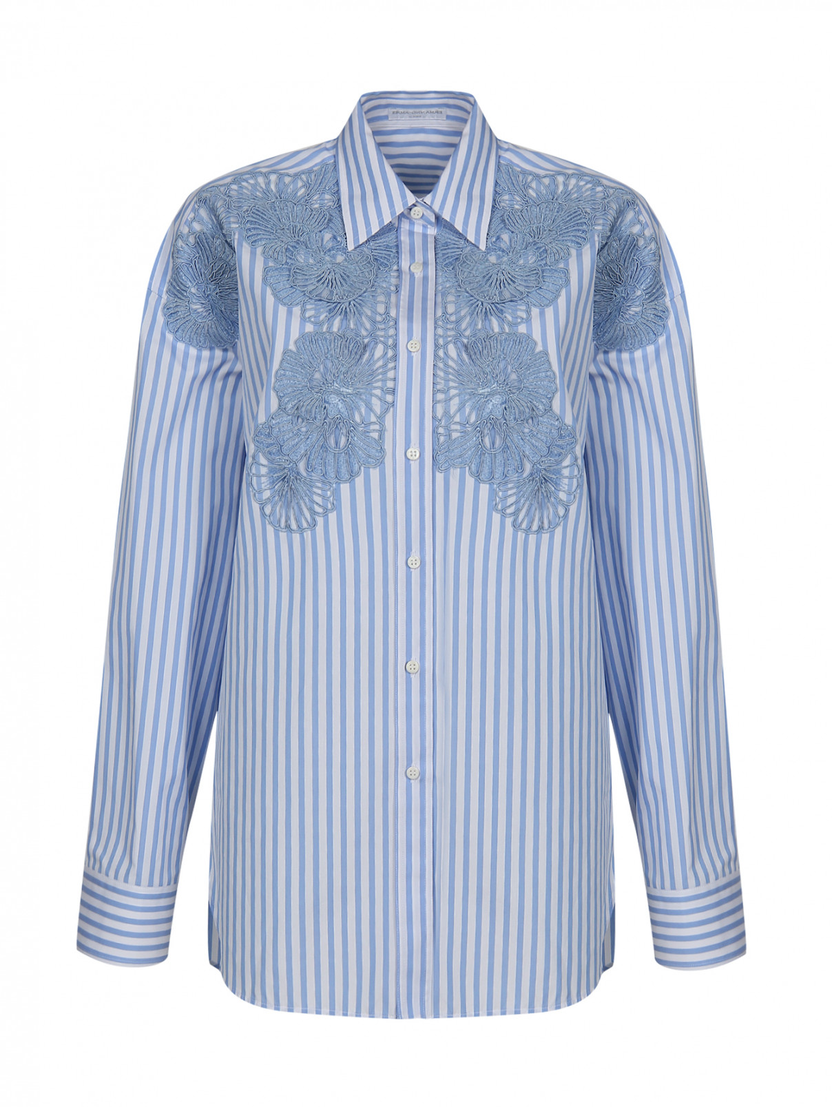 Рубашка из хлопка с узором и кружевной отделкой Ermanno Scervino  –  Общий вид  – Цвет:  Узор