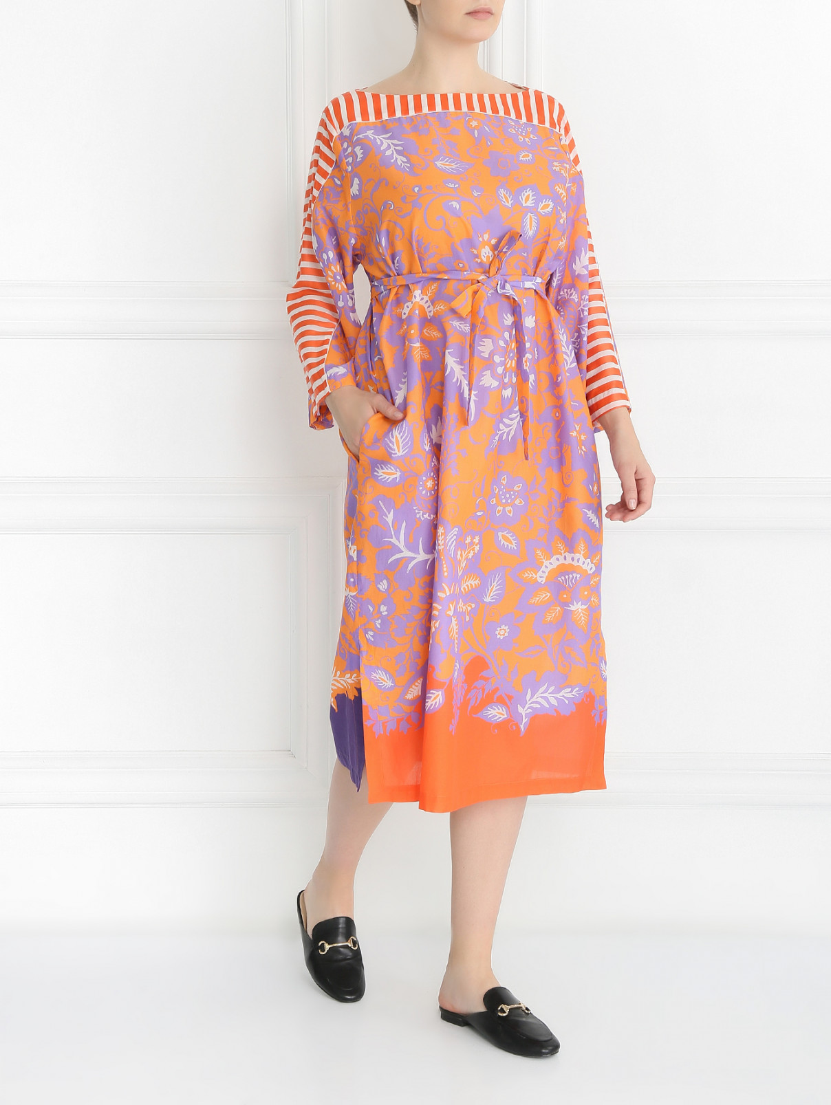 Платье из хлопка с узором Marina Rinaldi  –  Модель Общий вид  – Цвет:  Узор