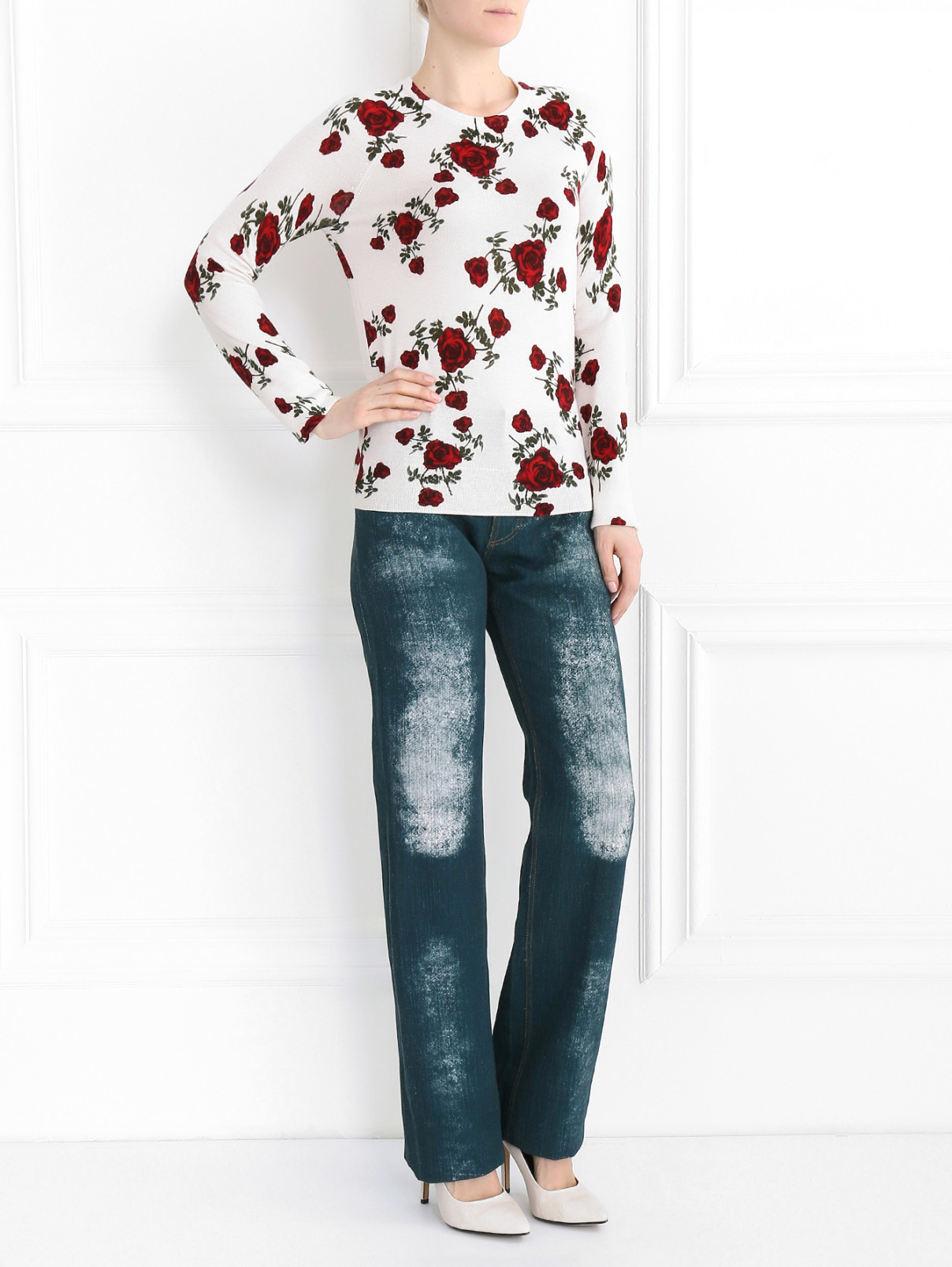 Прямые джинсы с имитацией потертости Alena Akhmadullina  –  Модель Общий вид  – Цвет:  Зеленый