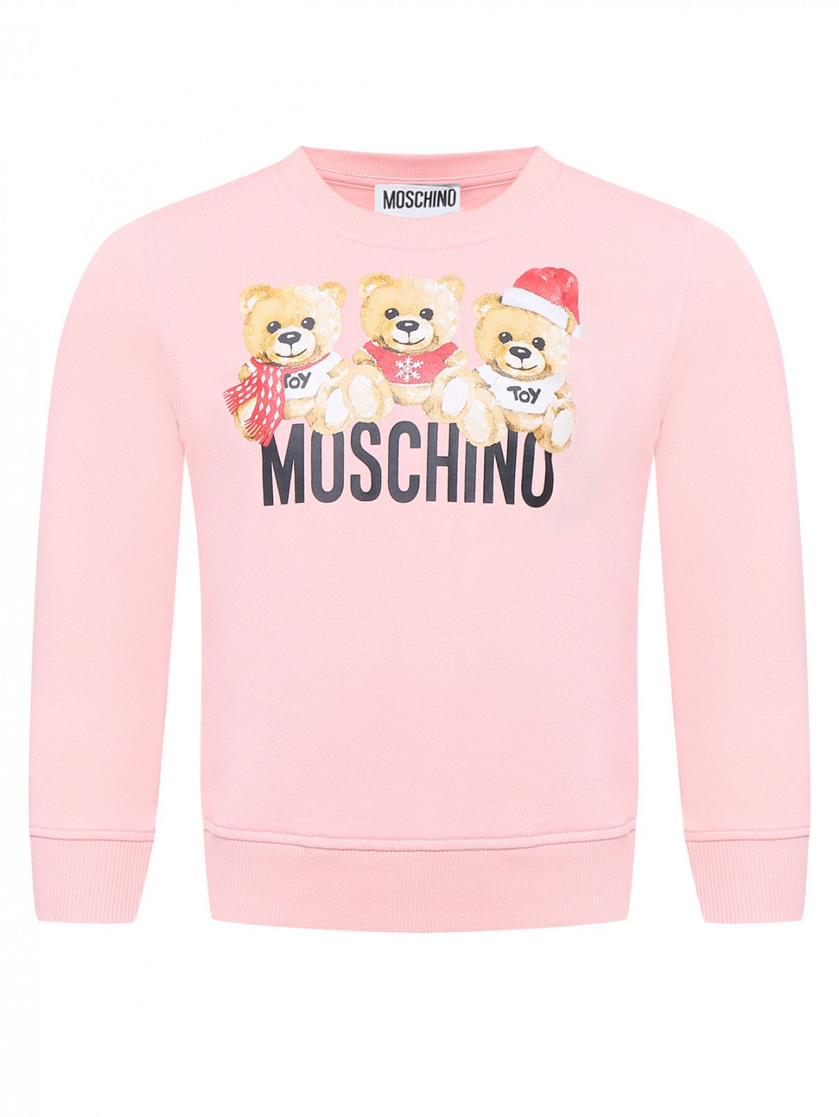 Свитшот на флисе с принтом Moschino  –  Общий вид  – Цвет:  Розовый