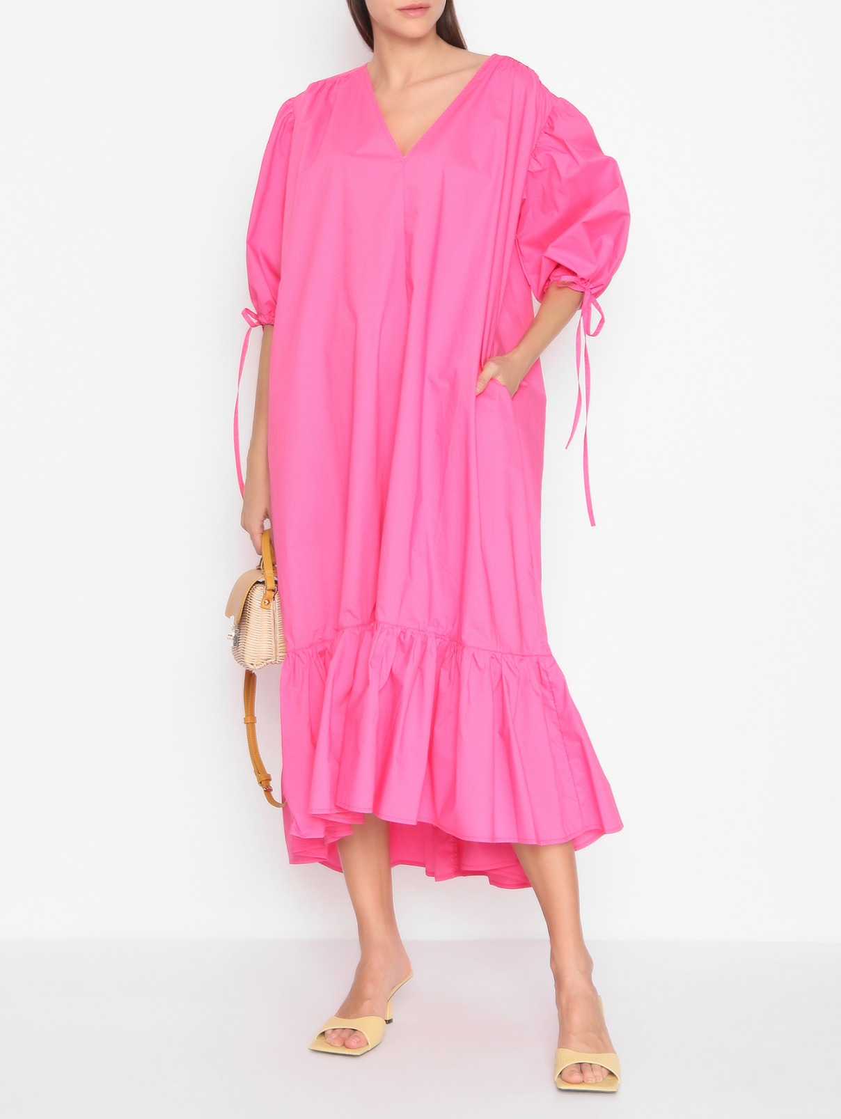 Платье из хлопка свободного кроя с карманами Shade  –  МодельОбщийВид  – Цвет:  Розовый