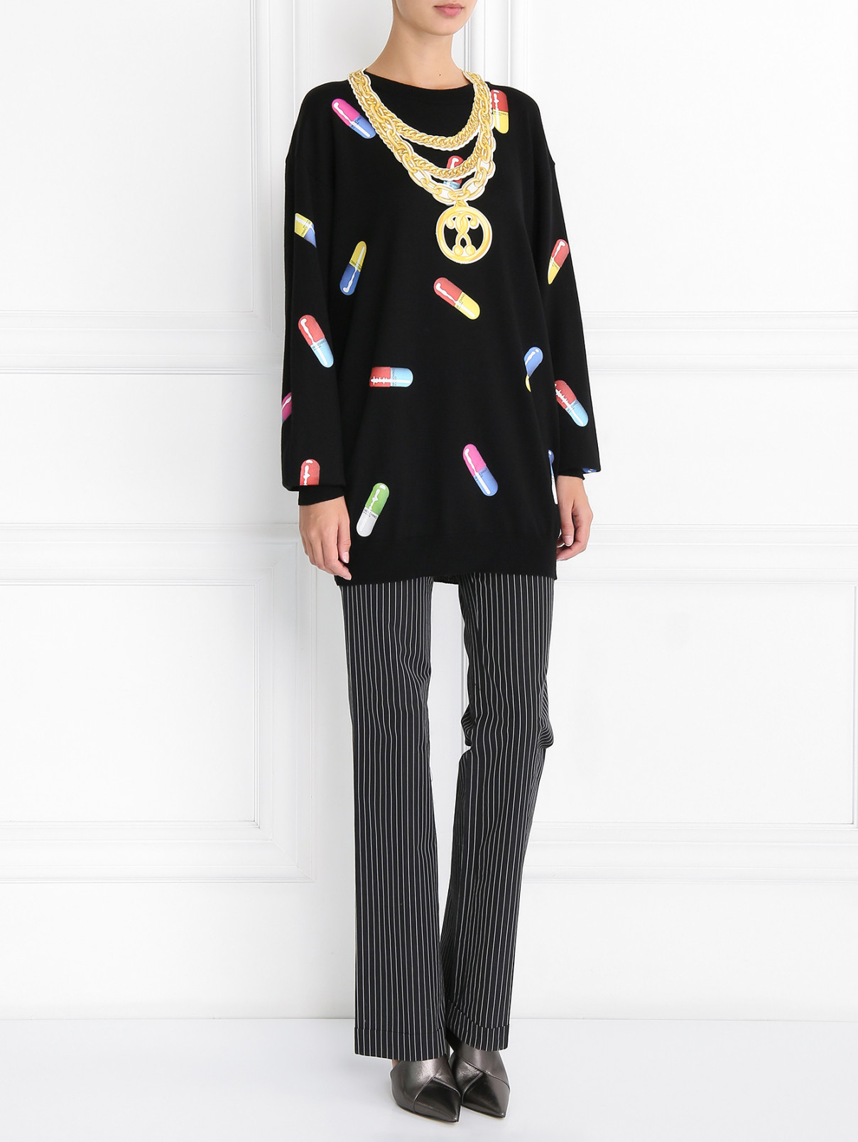 Колье из текстиля с принтом Moschino Couture  –  Модель Общий вид  – Цвет:  Желтый