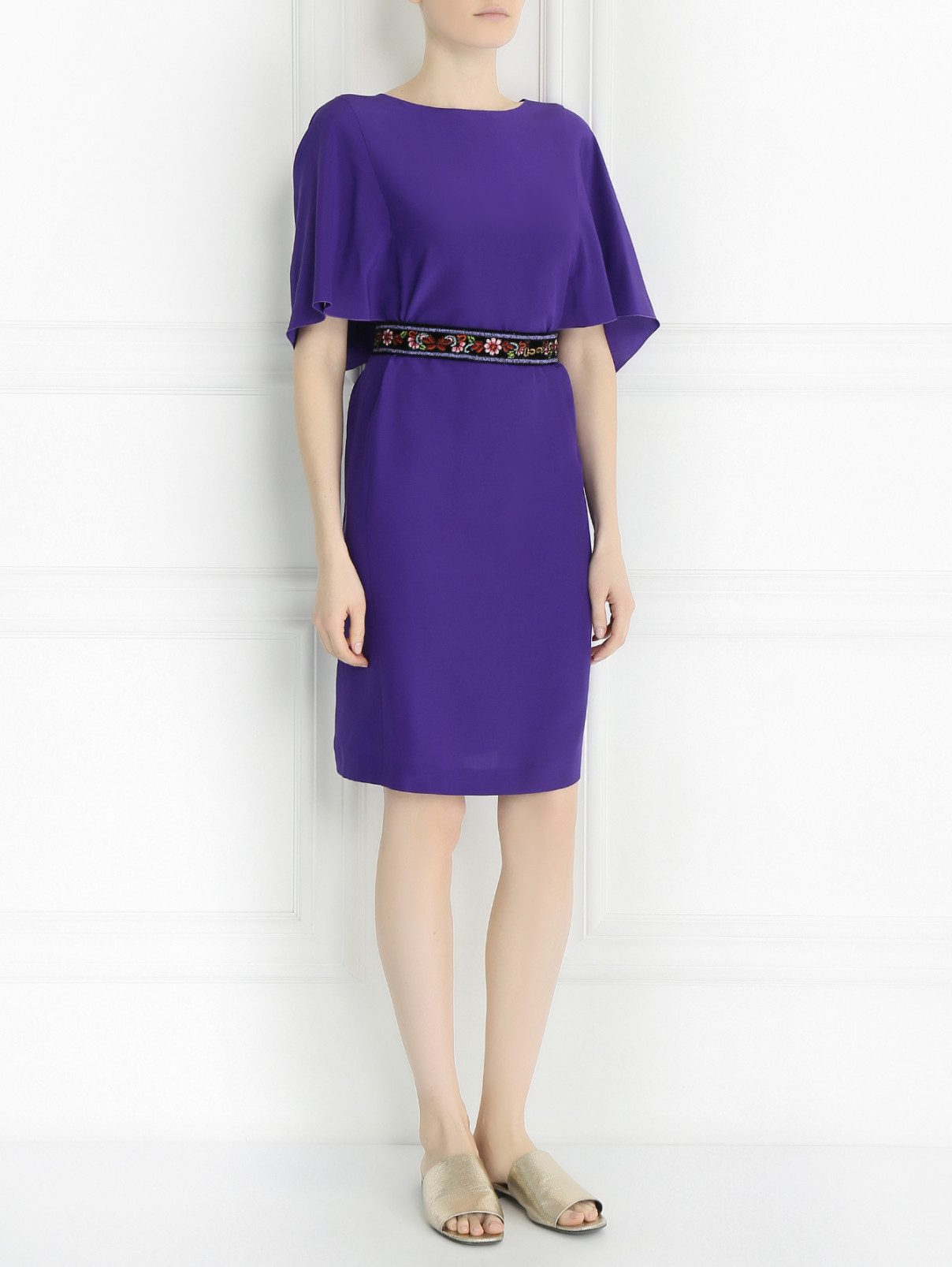 Платье из шелка свободного кроя Alberta Ferretti  –  Модель Общий вид  – Цвет:  Фиолетовый