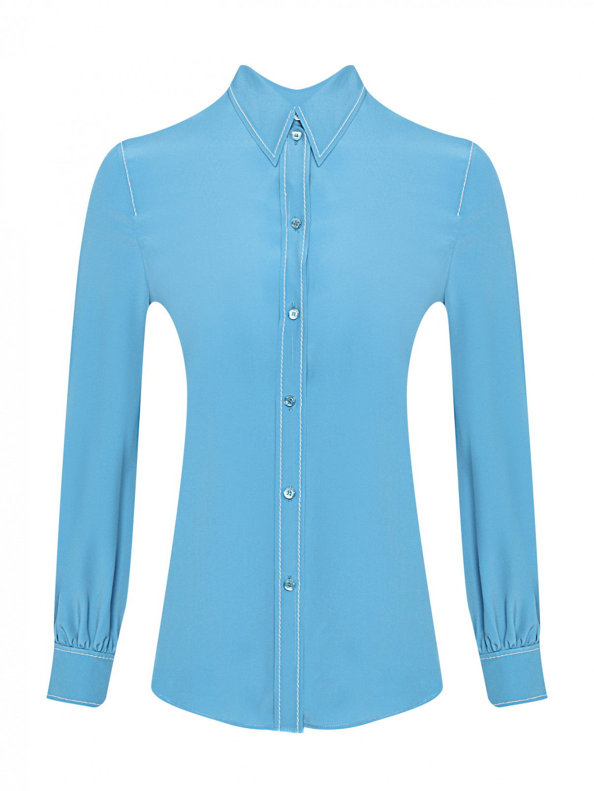 Блуза из смешанного шелка свободного кроя Moschino Boutique  –  Общий вид  – Цвет:  Синий