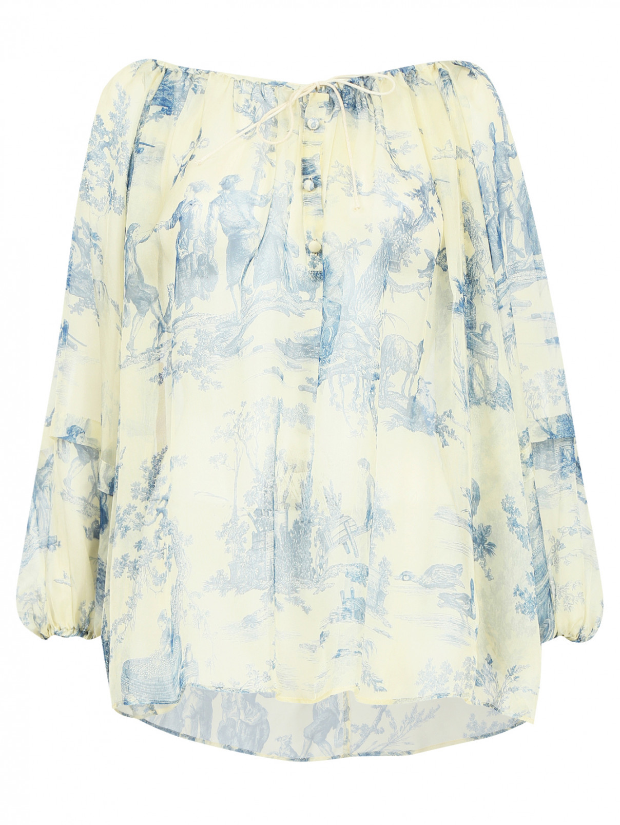 Блуза из шелка свободного кроя с узором Philosophy di Lorenzo Serafini  –  Общий вид  – Цвет:  Узор