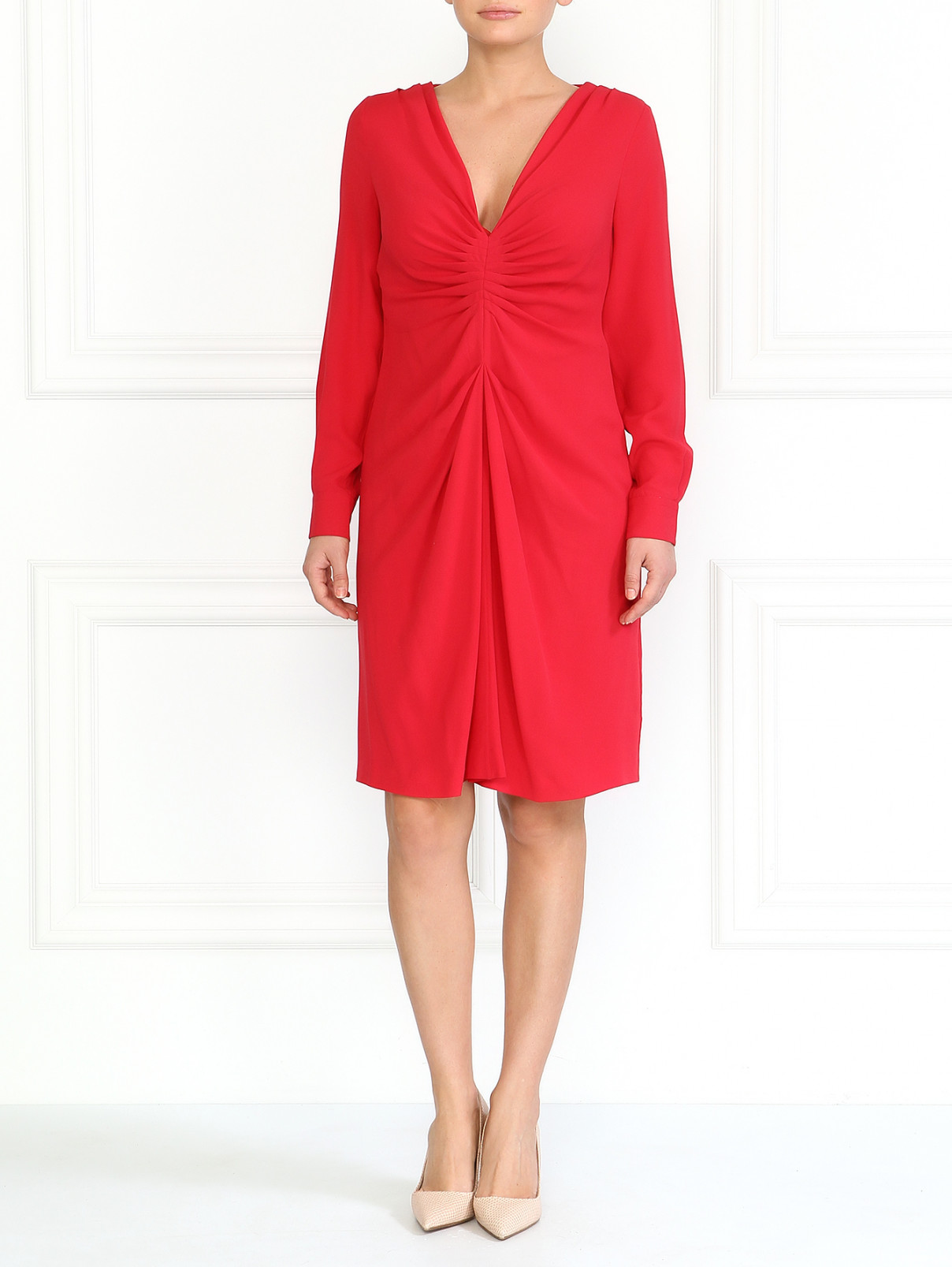 Шелковое платье Moschino  –  Модель Общий вид  – Цвет:  Красный