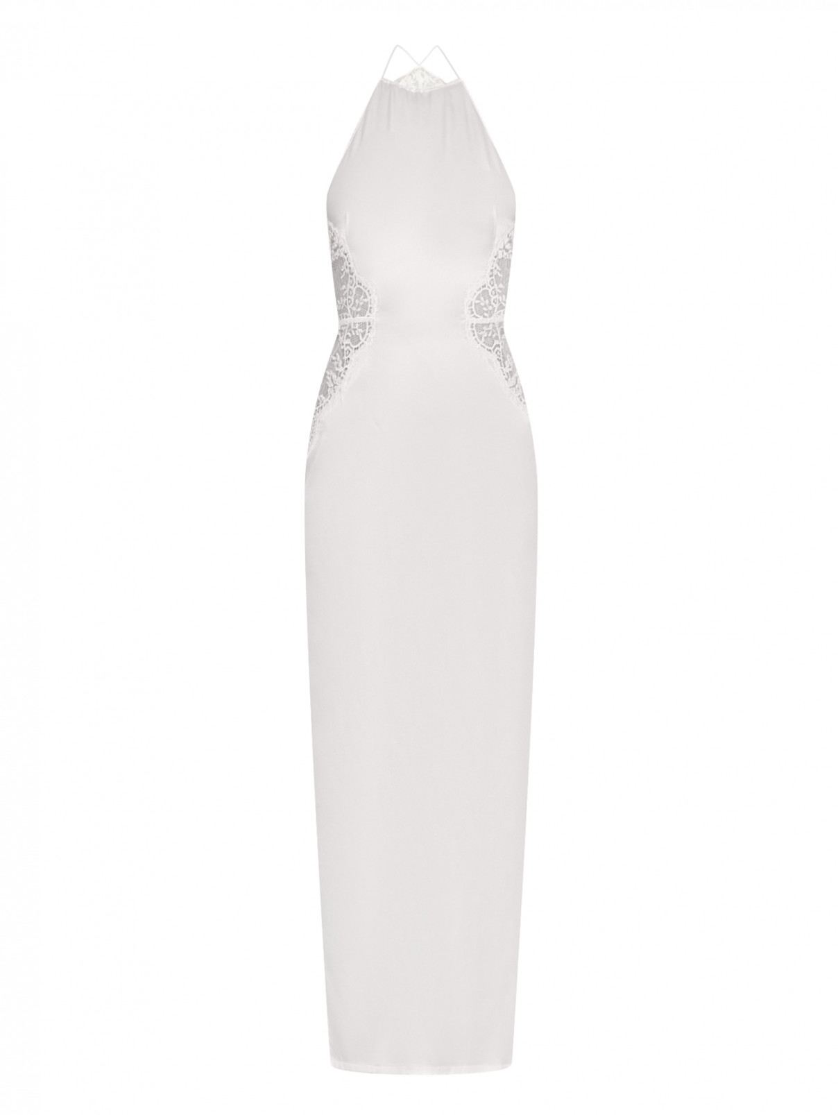 Ночная сорочка из шелка с кружевной отделкой La Perla  –  Общий вид  – Цвет:  Белый