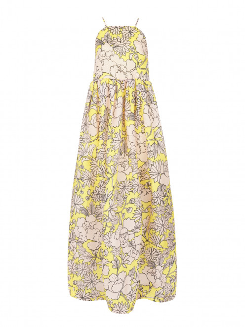 Платье-макси из шелка с цветочным узором - Общий вид