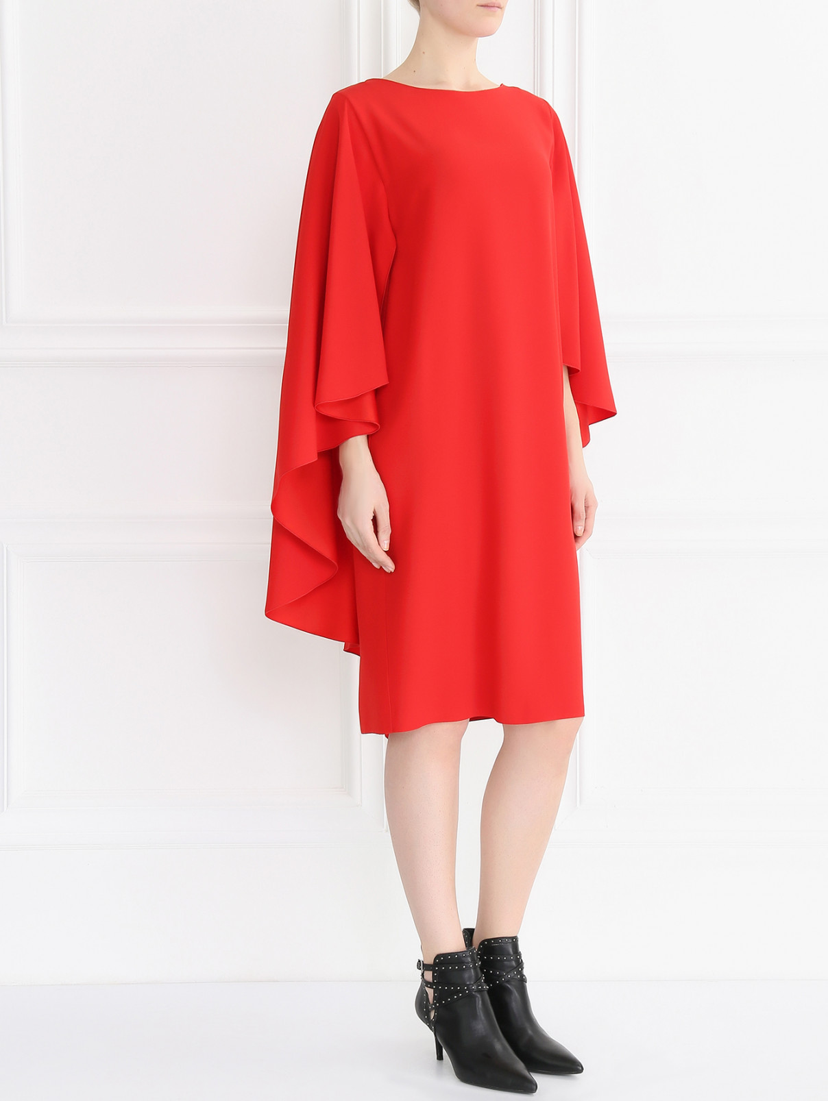 Платье-миди асимметричного кроя Alberta Ferretti  –  Модель Общий вид  – Цвет:  Красный