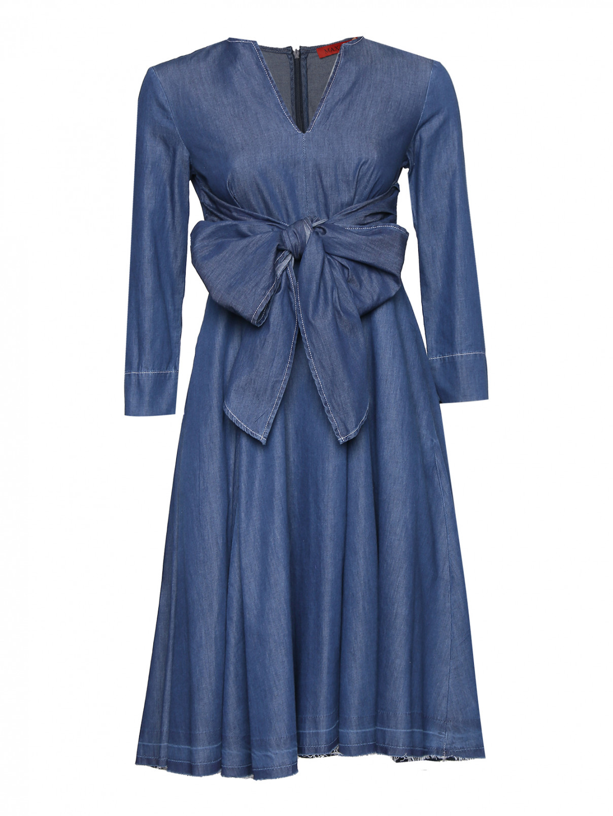 Платье-миди из хлопка Max&Co  –  Общий вид  – Цвет:  Синий