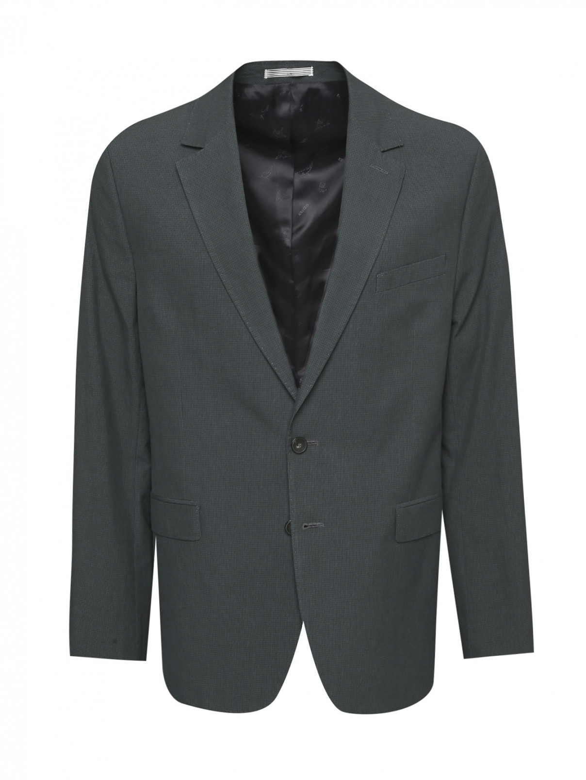 Пиджак из хлопка и льна Kenzo  –  Общий вид  – Цвет:  Зеленый