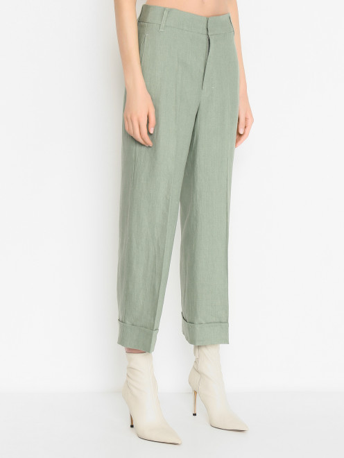 Однотонные брюки из льна Max Mara - МодельВерхНиз