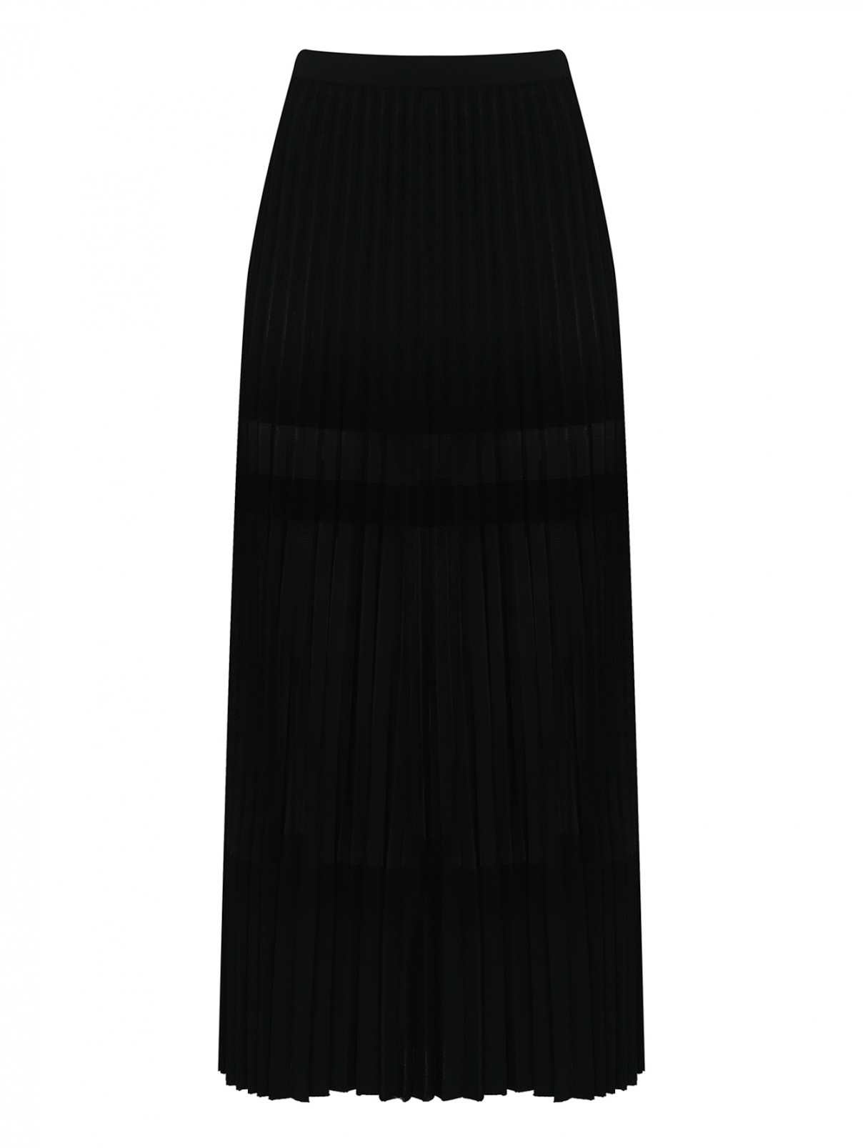 Трикотажная юбка-миди на резинке MRZ  –  Общий вид  – Цвет:  Черный