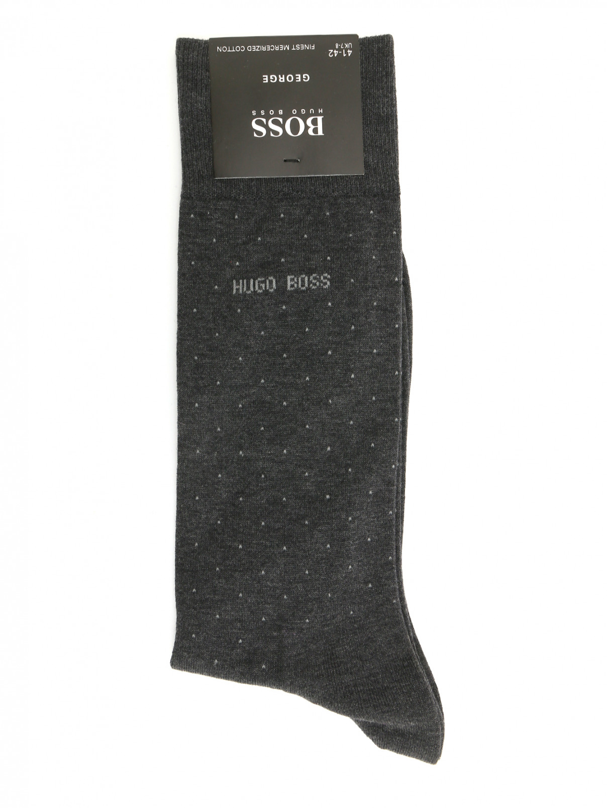 Носки из хлопка с узором Boss  –  Общий вид  – Цвет:  Серый