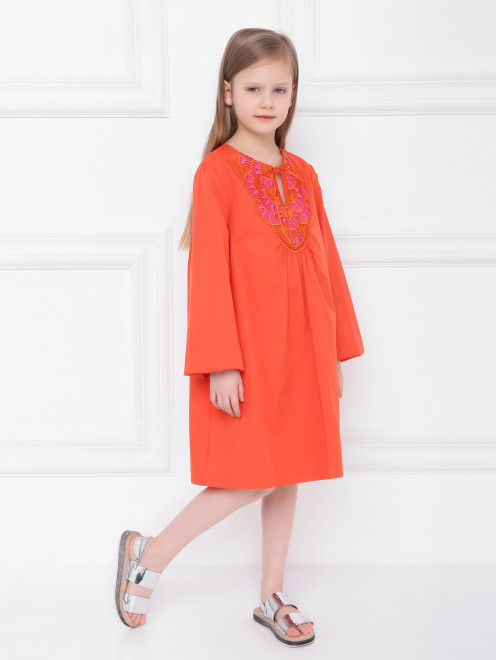 Платье из хлопка с вышивкой Alberta Ferretti Junior - МодельОбщийВид