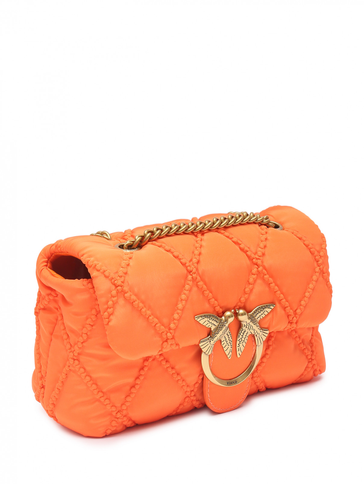 Стеганая сумка из текстиля PINKO  –  Обтравка1  – Цвет:  Оранжевый