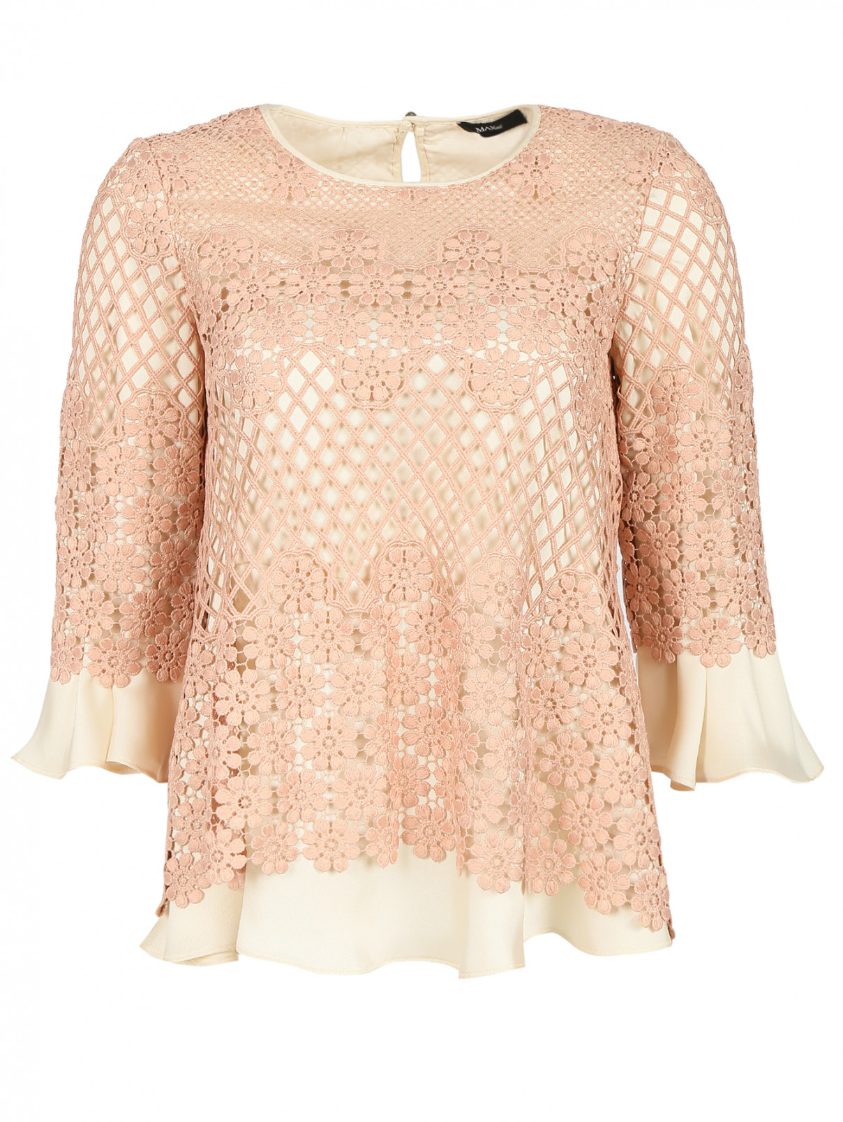 Блуза с кружевной отделкой Max&Co  –  Общий вид  – Цвет:  Розовый