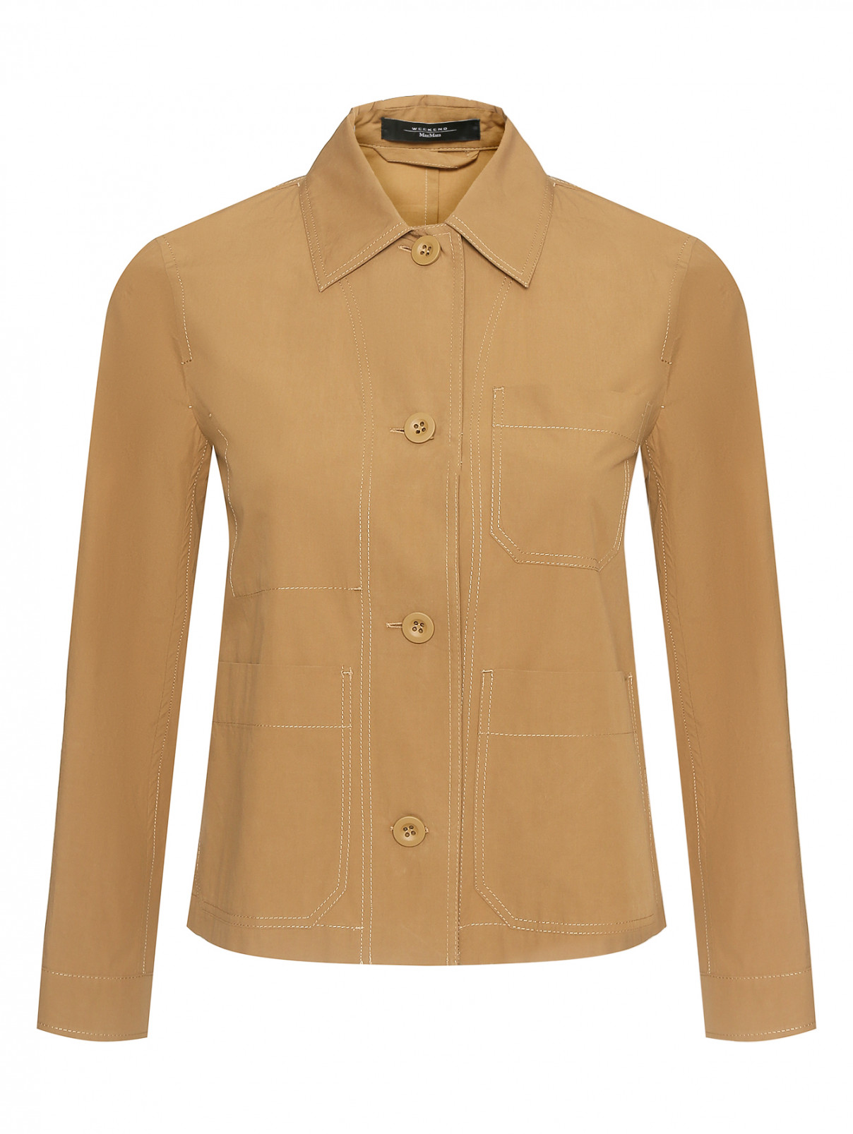 Жакет из хлопка с карманами Weekend Max Mara  –  Общий вид  – Цвет:  Коричневый