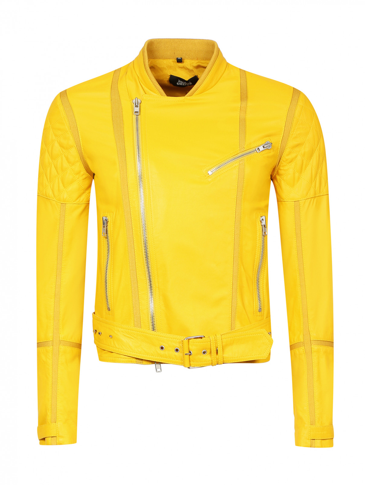 Куртка-косуха из кожи Jean Paul Gaultier  –  Общий вид  – Цвет:  Желтый