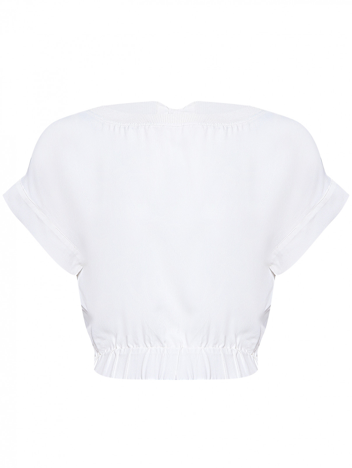 Блуза из смешанного шелка с короткими рукавами BOUTIQUE MOSCHINO  –  Общий вид  – Цвет:  Белый