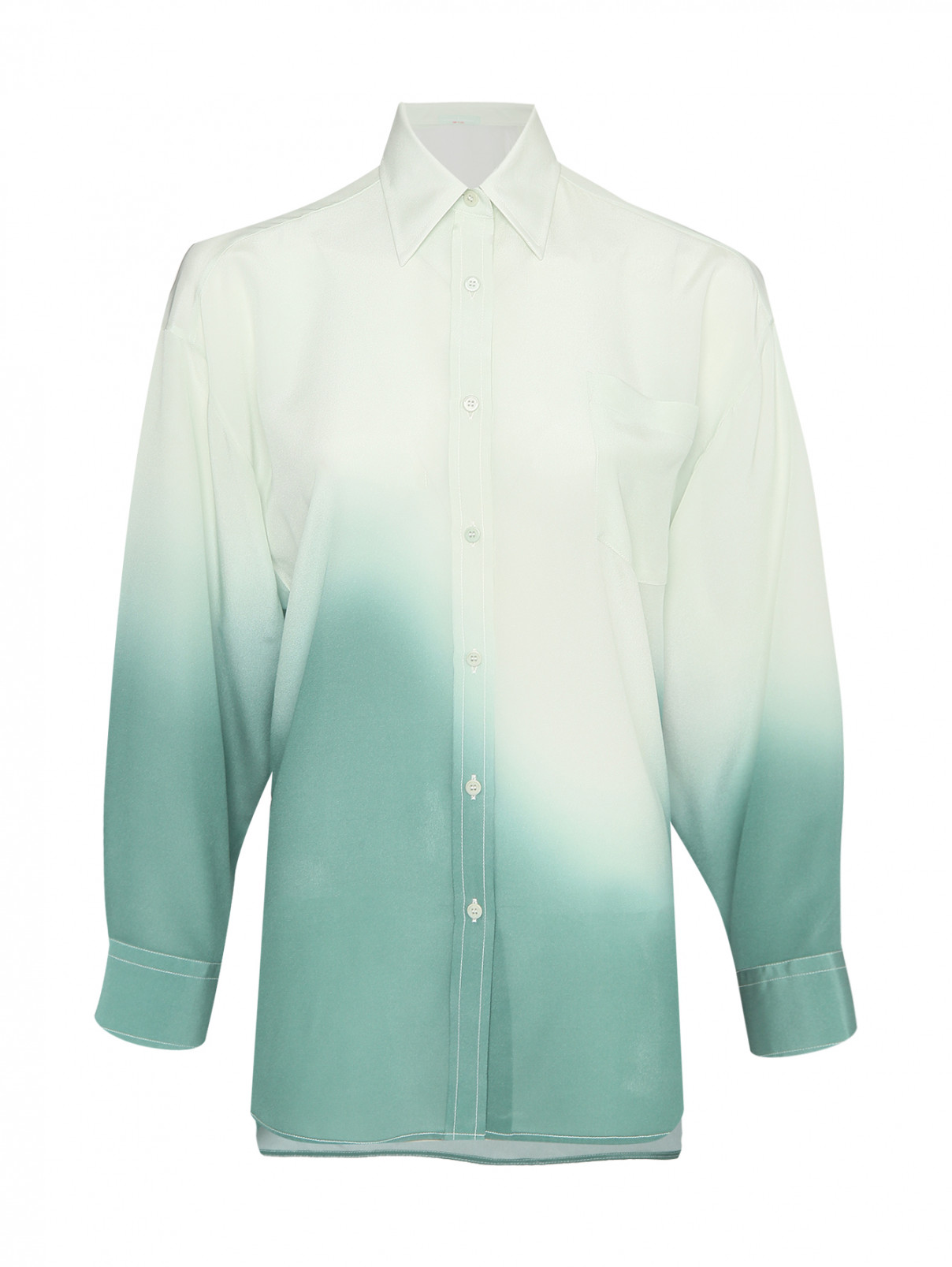 Блуза из шелка с карманом Ermanno Scervino  –  Общий вид  – Цвет:  Зеленый