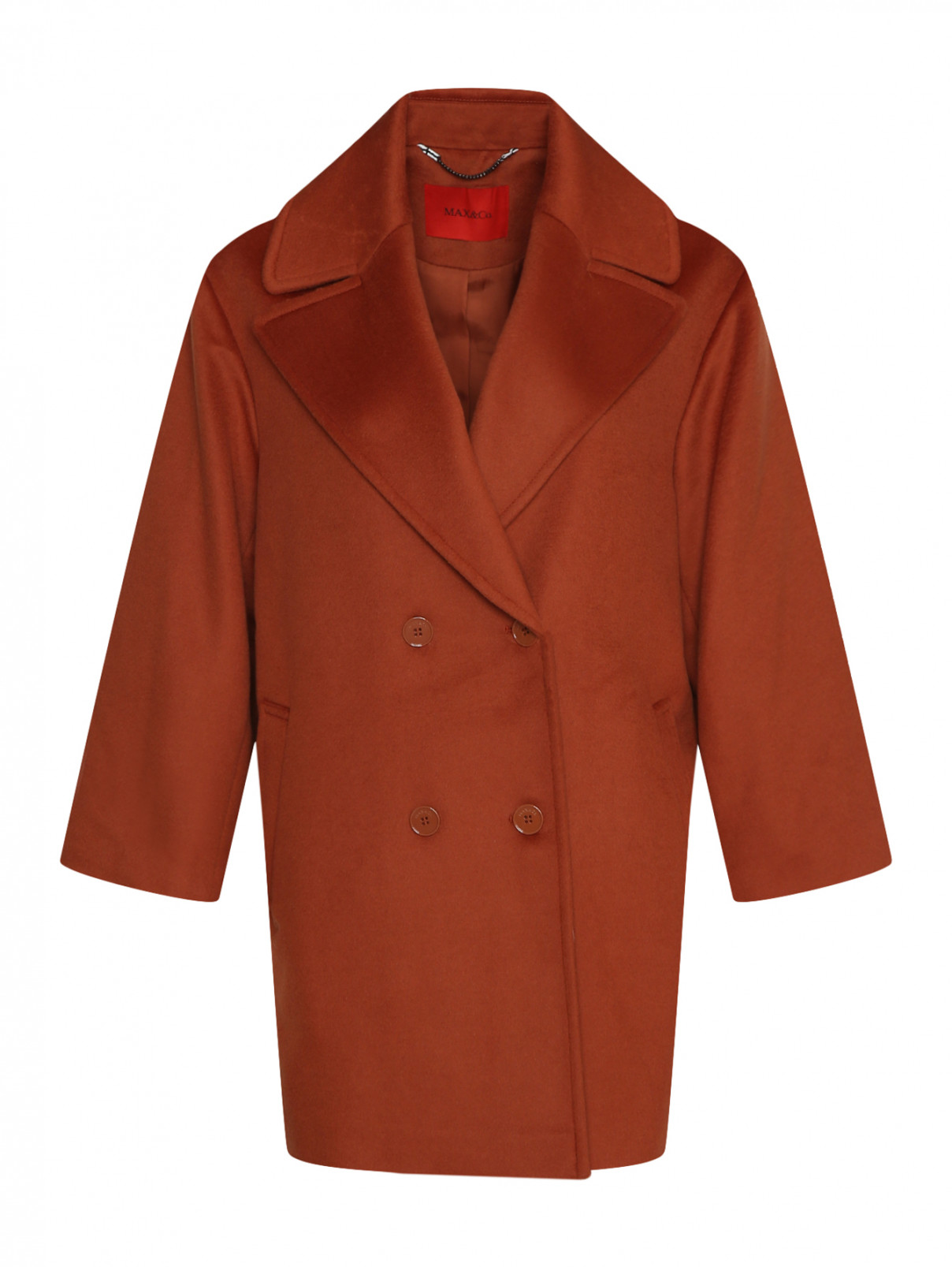 Двубортное пальто из шерсти Max&Co  –  Общий вид  – Цвет:  Оранжевый