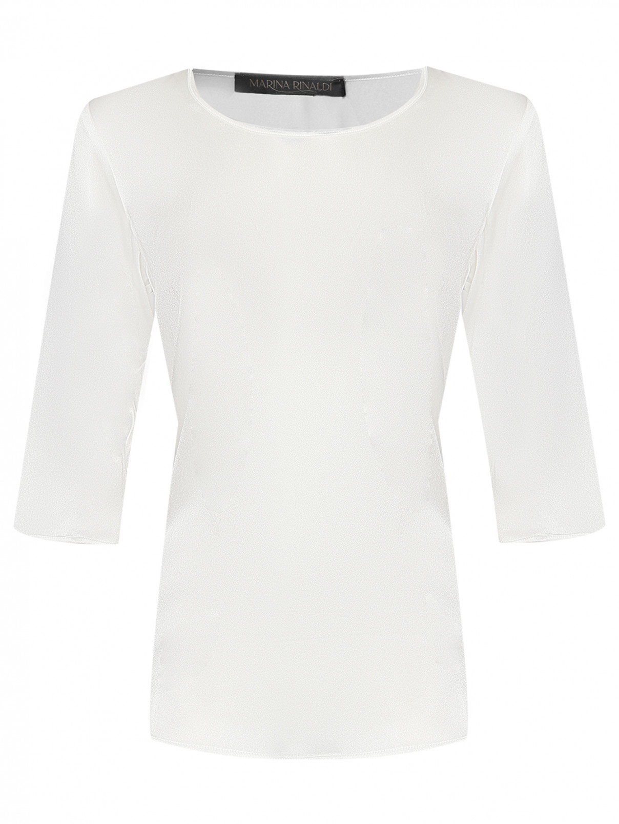 Блуза из смешанного шелка с круглым вырезом Marina Rinaldi  –  Общий вид  – Цвет:  Бежевый