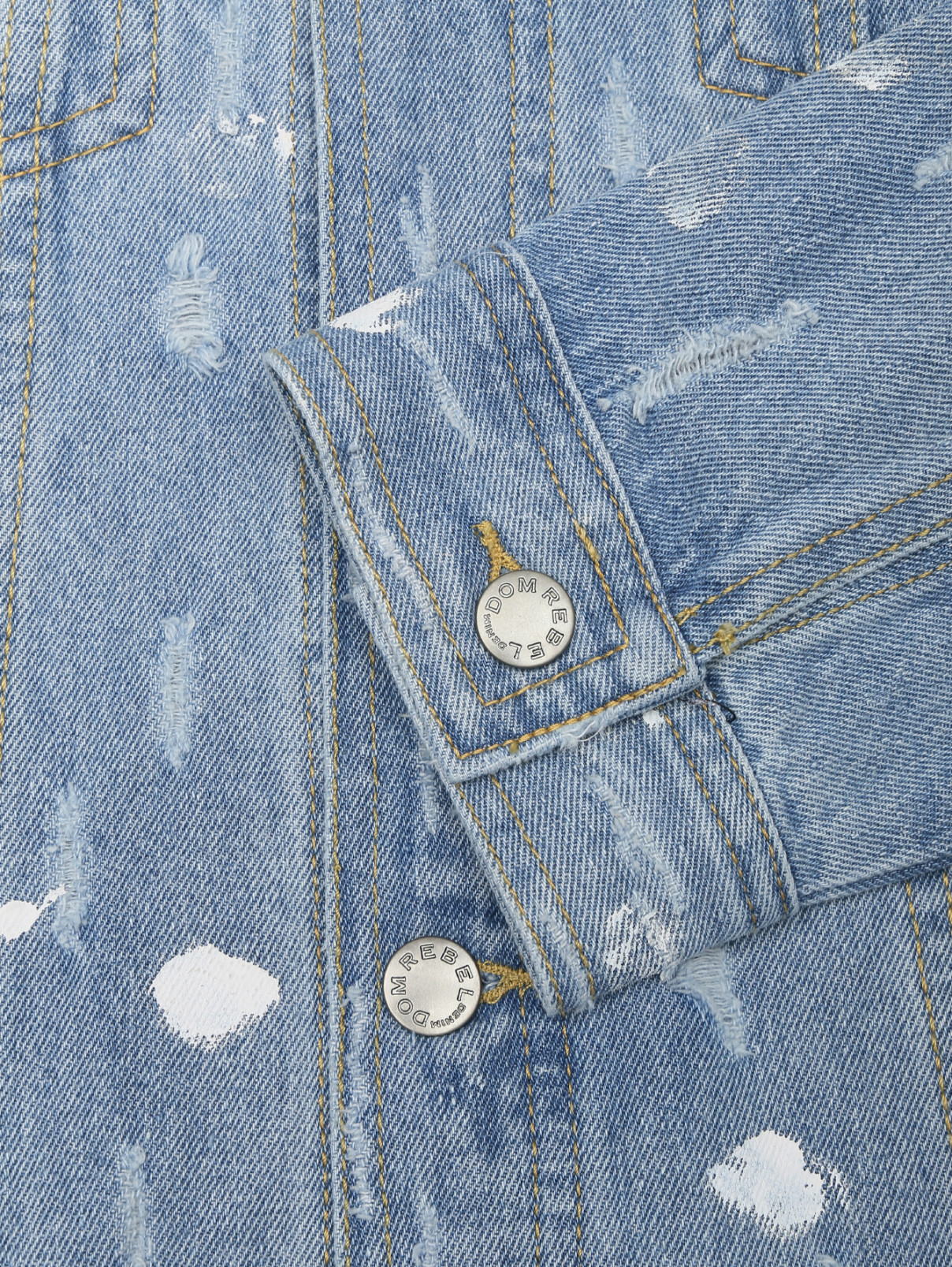 Джинсовая куртка из хлопка с металлическими аппликациями Domrebel  –  Деталь1  – Цвет:  Синий