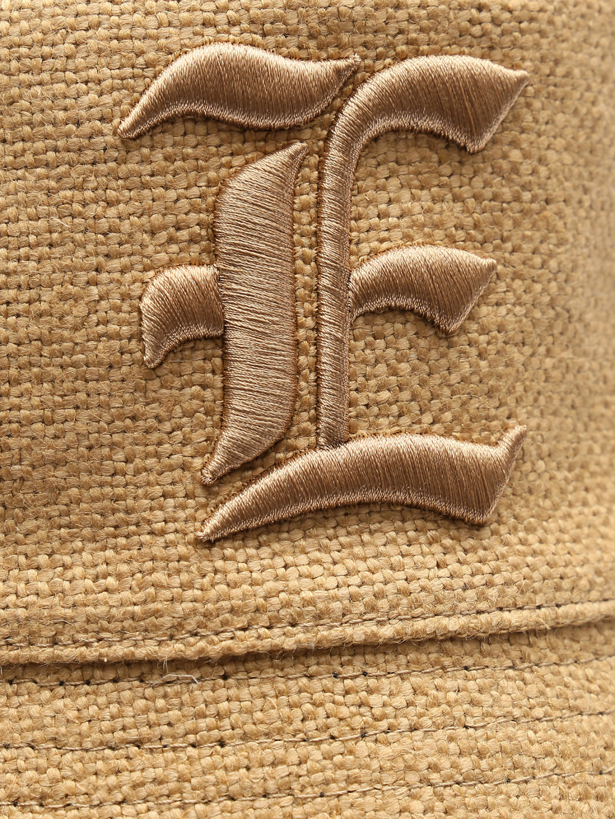 Панама из смешанного льна с вышивкой Ermanno Scervino  –  Деталь  – Цвет:  Бежевый