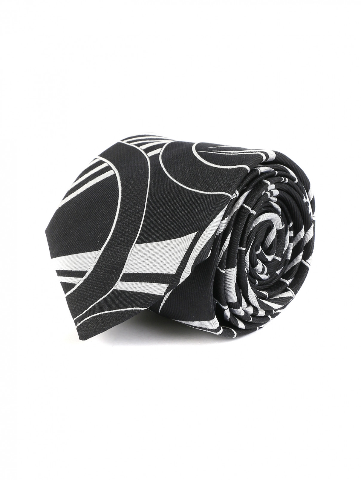Галстук из шелка с узором Gabriele Pasini  –  Общий вид  – Цвет:  Черный