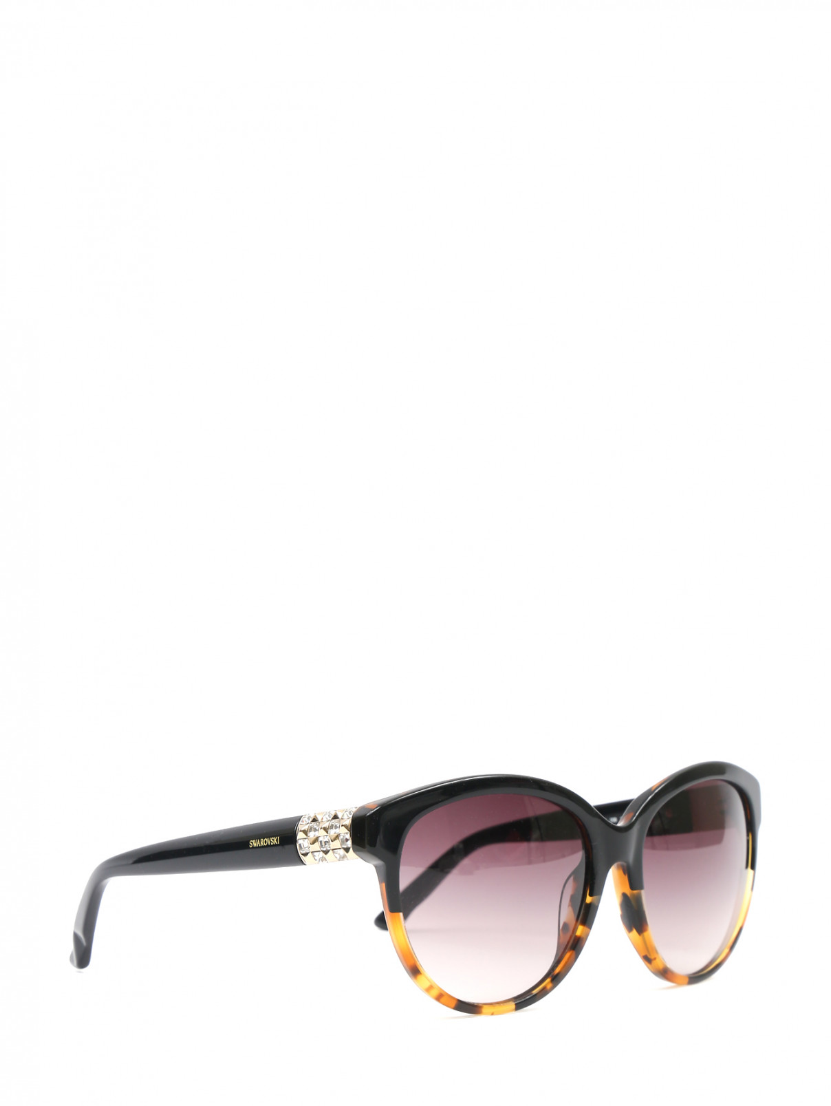 Солнцезащитные очки в пластиковой оправе с декором Swarovski  –  Обтравка1  – Цвет:  Узор