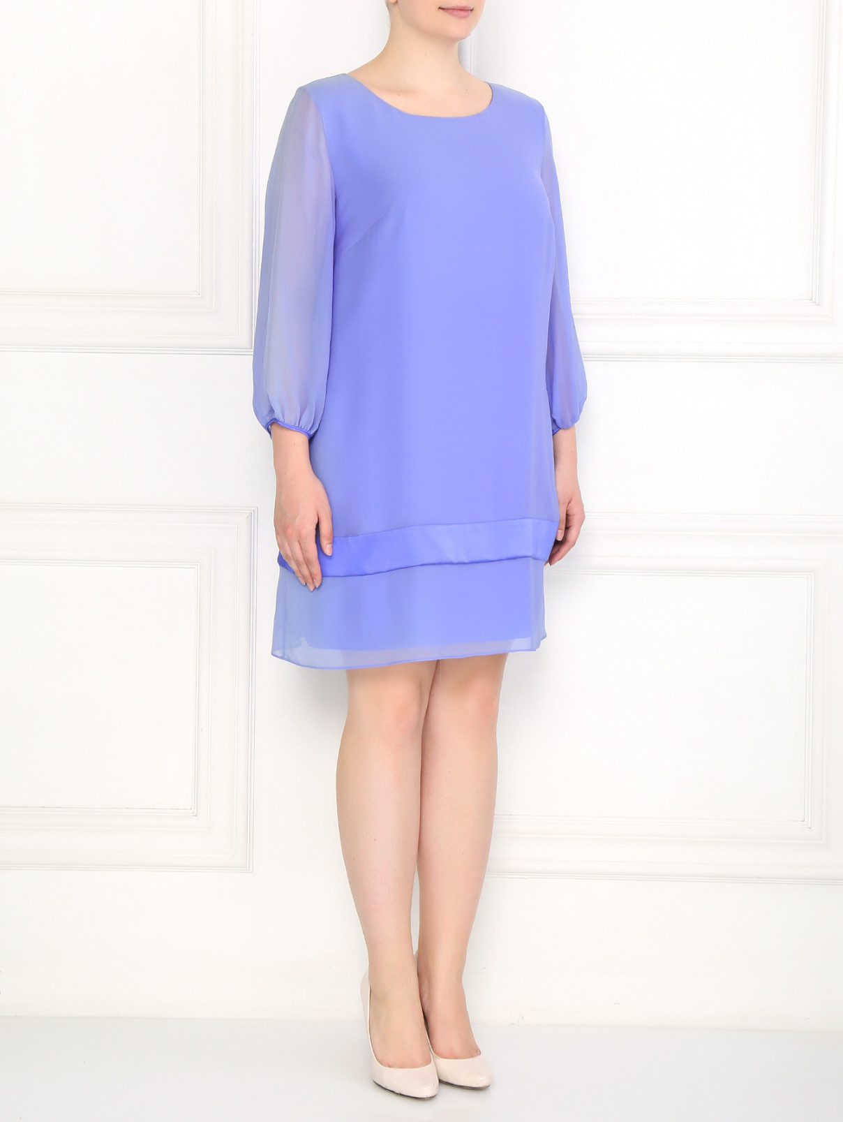 Платье из шелка прямого кроя Marina Rinaldi  –  Модель Общий вид  – Цвет:  Фиолетовый