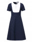 Платье из хлопка с короткими рукавами и контрастной встакой Vilshenko  –  Общий вид