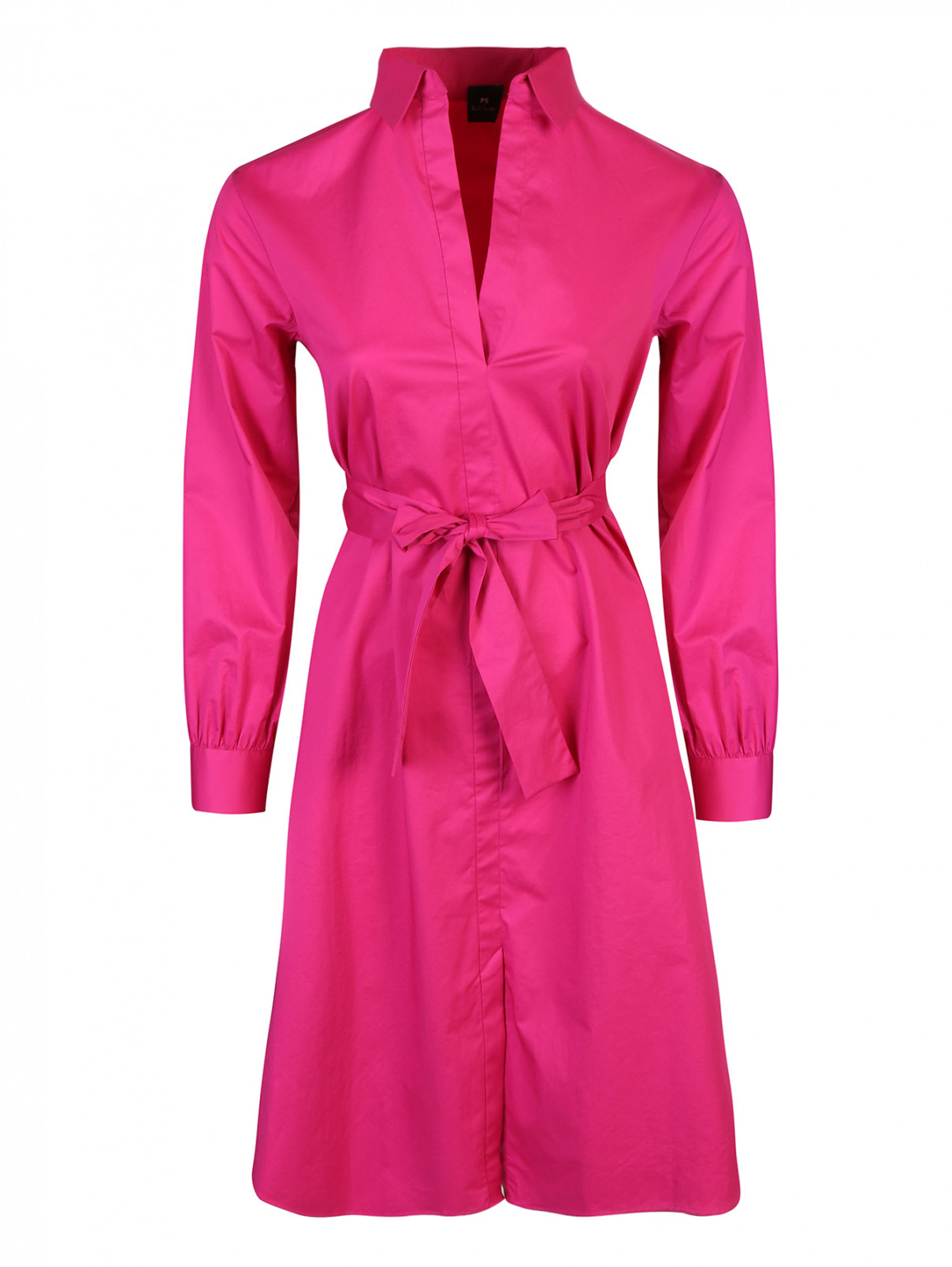 Платье из хлопка с поясом Paul Smith  –  Общий вид  – Цвет:  Фиолетовый