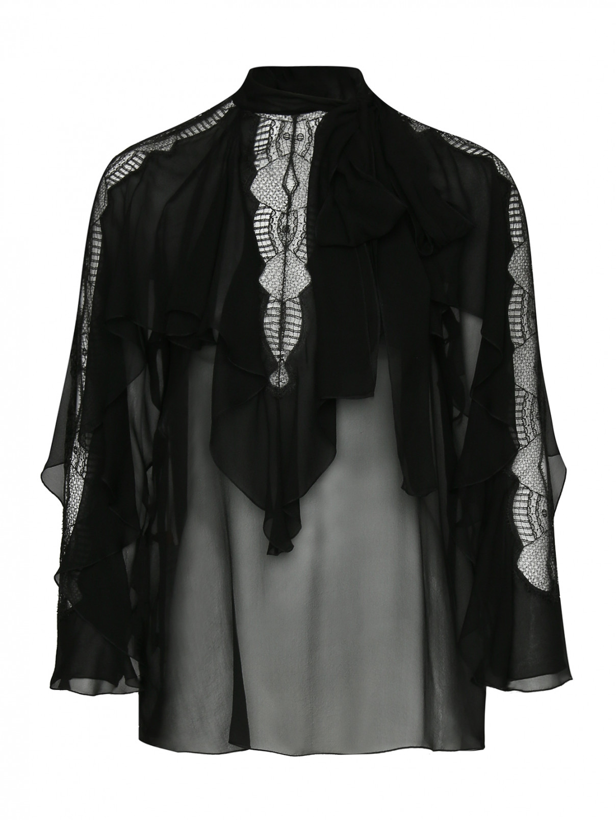 Блуза из шифона Alberta Ferretti  –  Общий вид  – Цвет:  Черный