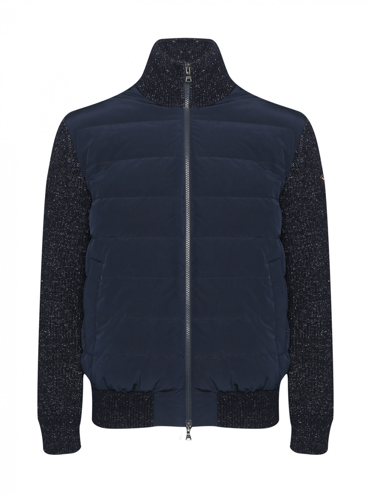 Комбинированная куртка на молнии с карманами Paul&Shark  –  Общий вид  – Цвет:  Синий